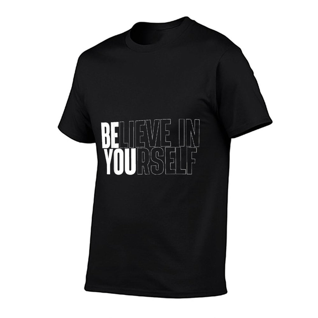 Believe In Yourself Motivational Quote Inspiration Positive  Ribbed Collar T-Shirt BionZax