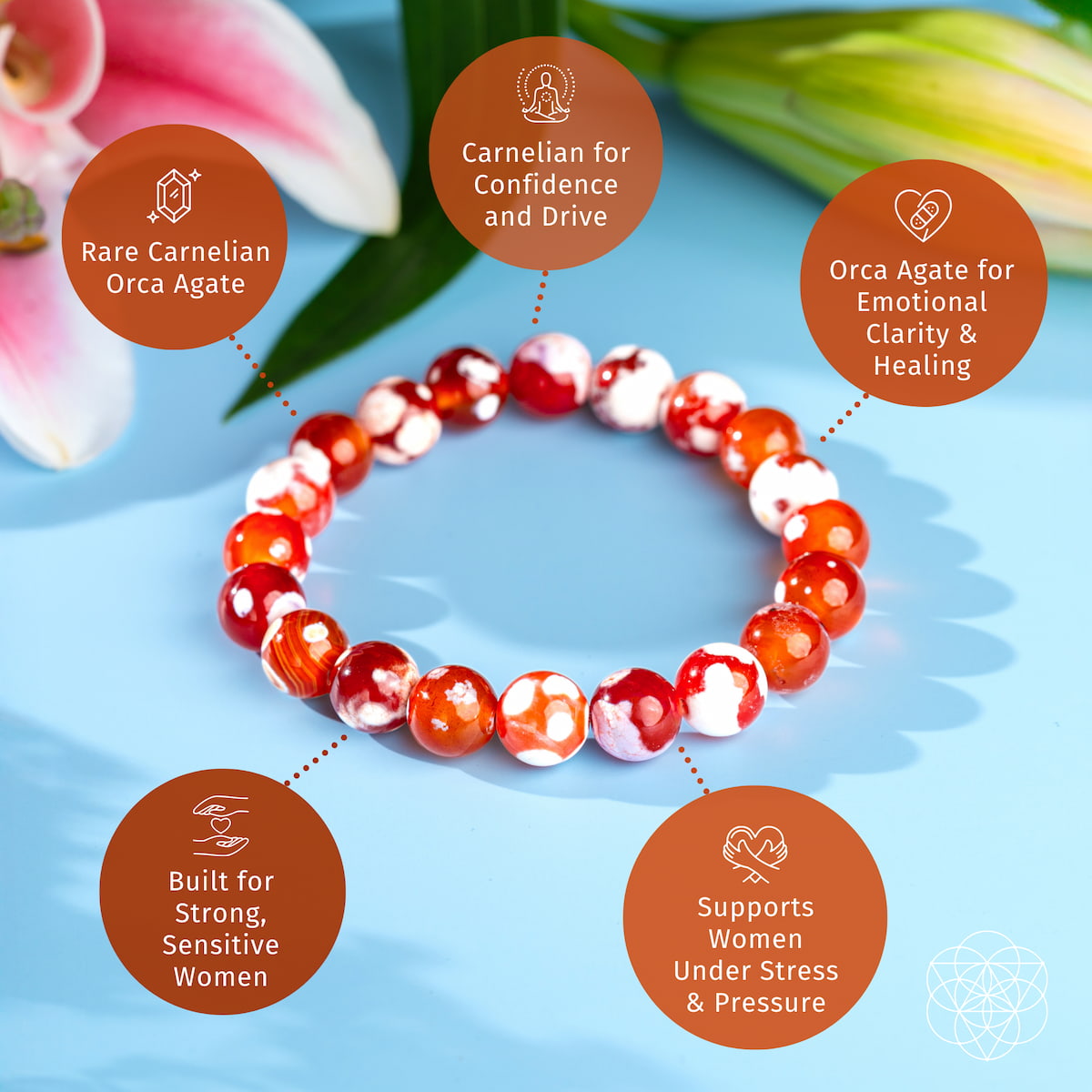 Feminine Force – Carnelian Orca Agate Bracelet Conscious Items