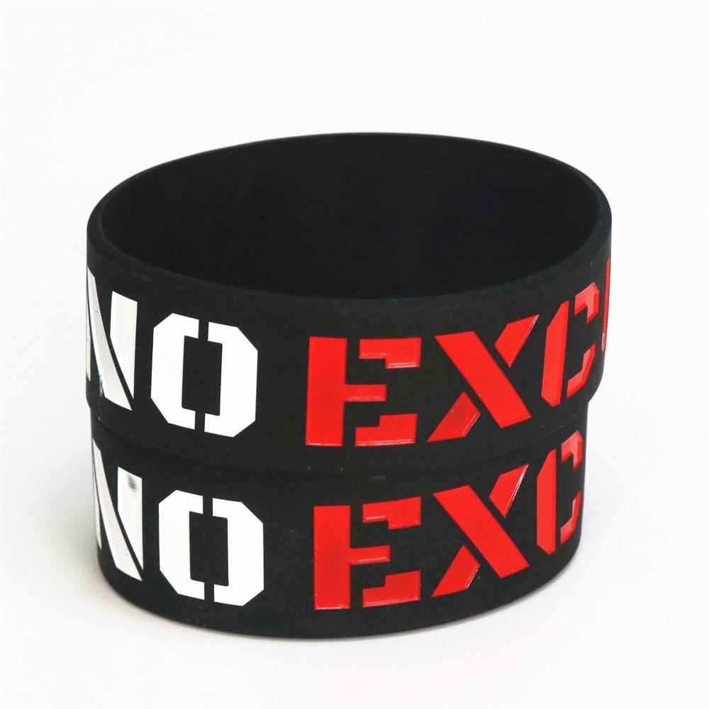 Silicone Wristband Black Motivation No Excuses Modern Wide Sports Activities Rubber Bracelets & Bangles For Man and Women Stevvex
