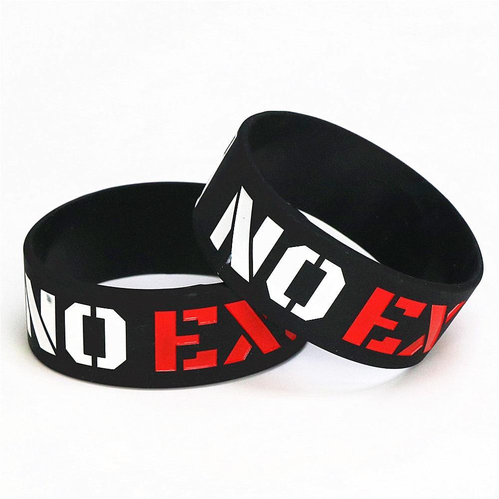 Silicone Wristband Black Motivation No Excuses Modern Wide Sports Activities Rubber Bracelets & Bangles For Man and Women Stevvex