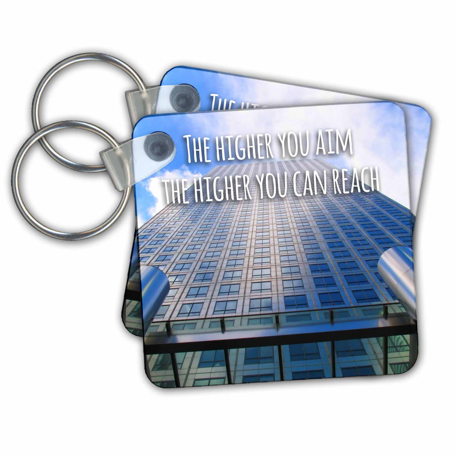 3dRose Key Chains The higher you aim the higher you can reach - Inspiring motivating words - motivational sayings (kc-155644-1)