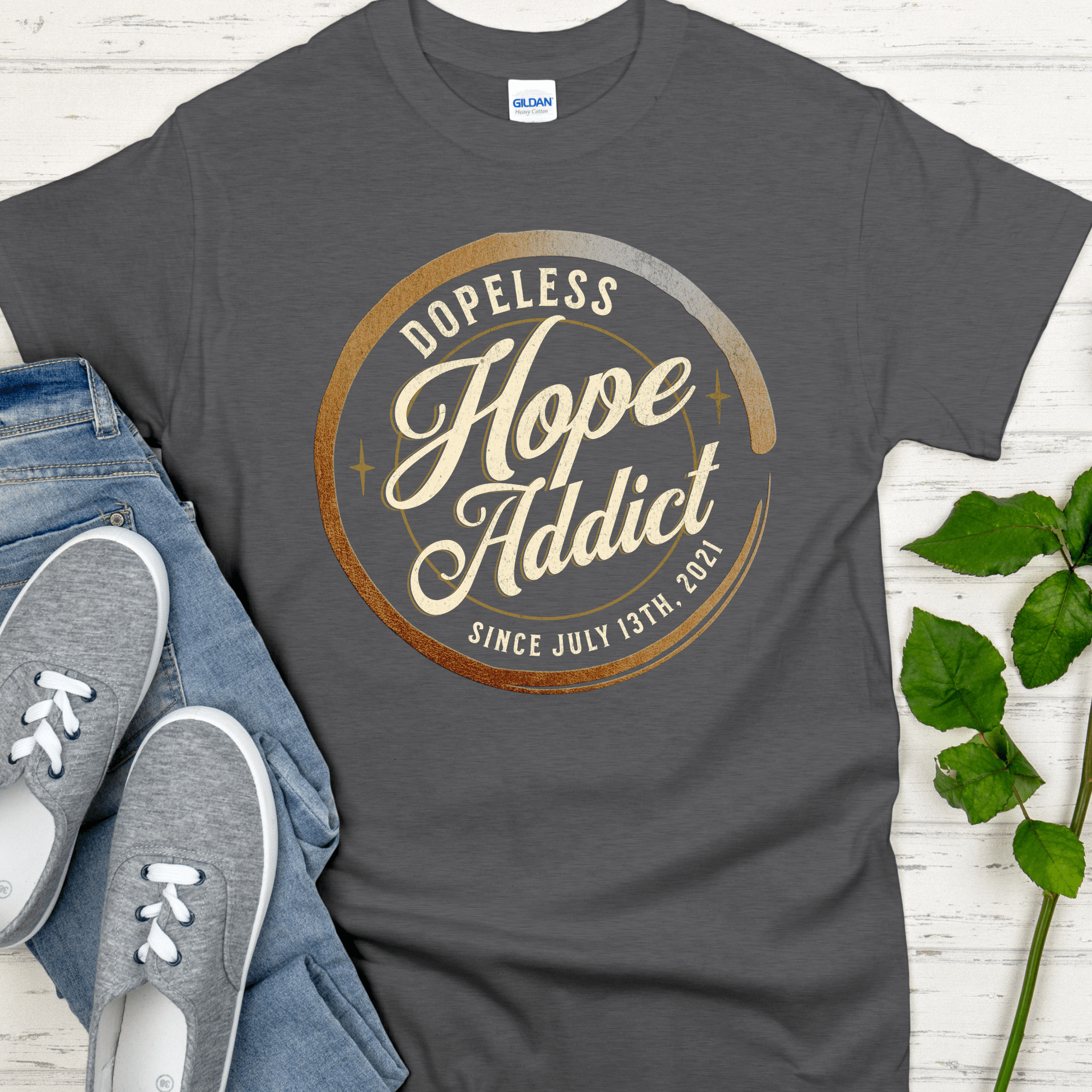 Custom Recovery T-Shirt | Inspiring Sobriety | Dopeless Hope Addict Inspiring Sobriety