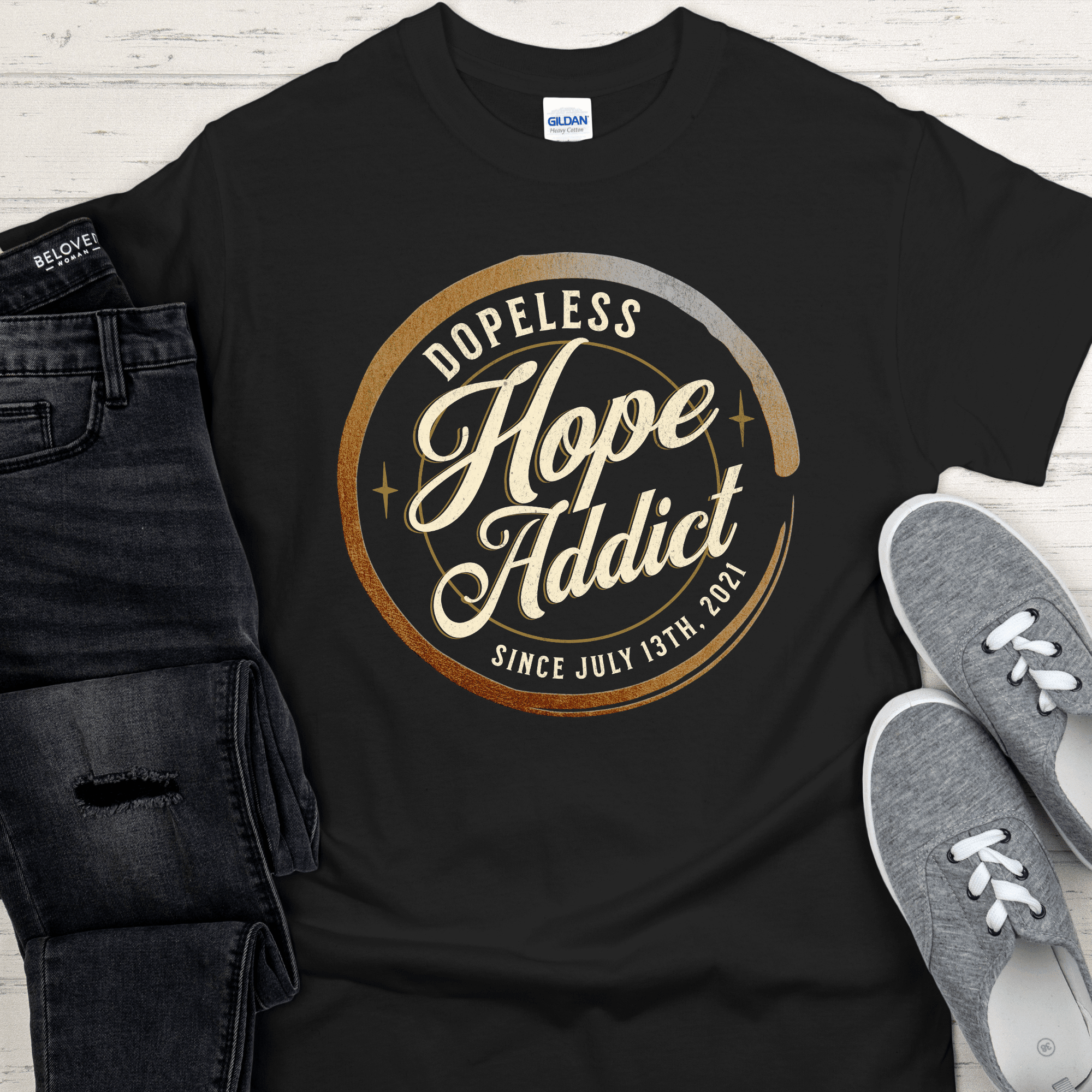 Custom Recovery T-Shirt | Inspiring Sobriety | Dopeless Hope Addict - Inner Stride Official