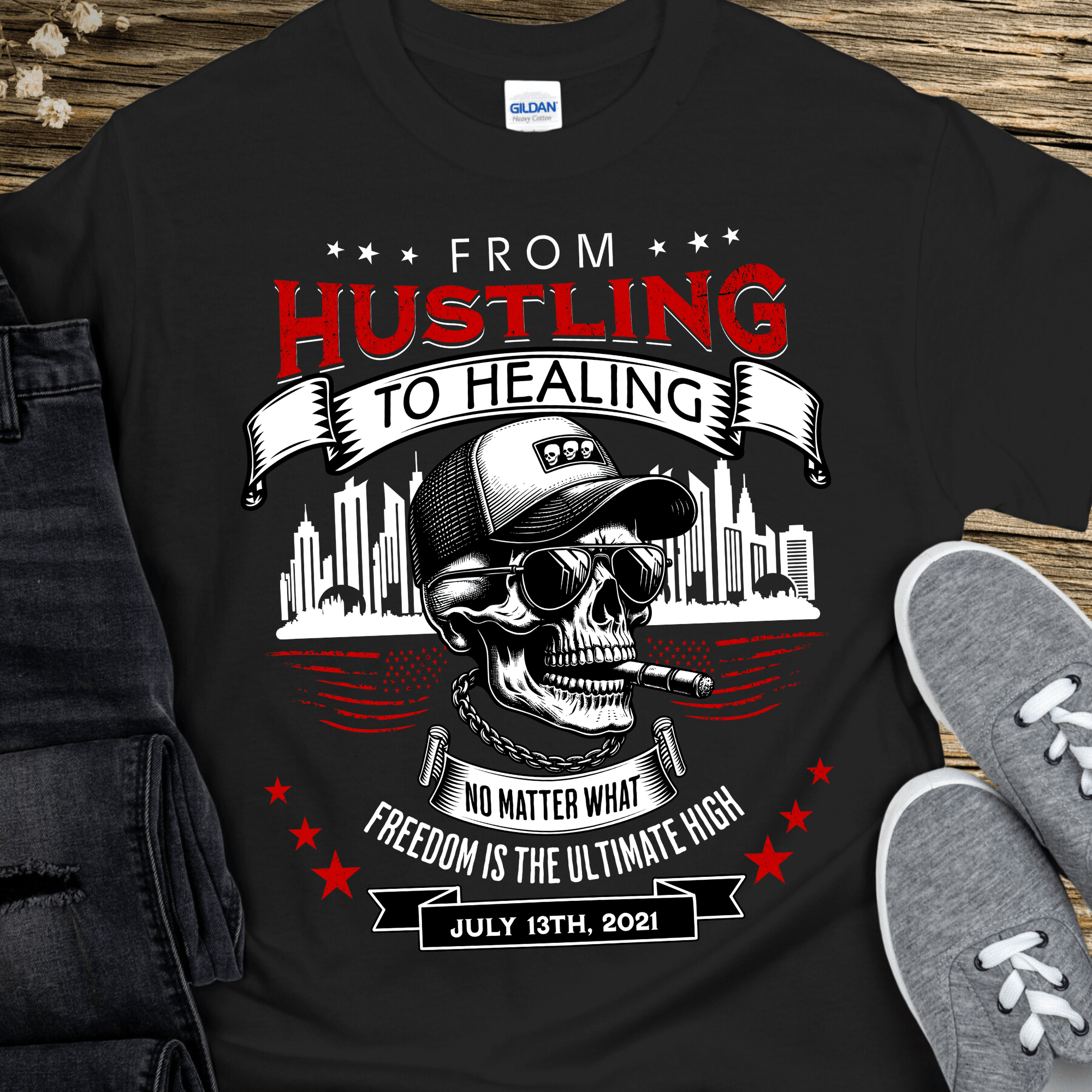 Custom Recovery T-Shirt | Inspiring Sobriety | From Hustling To Healing - Inner Stride Official