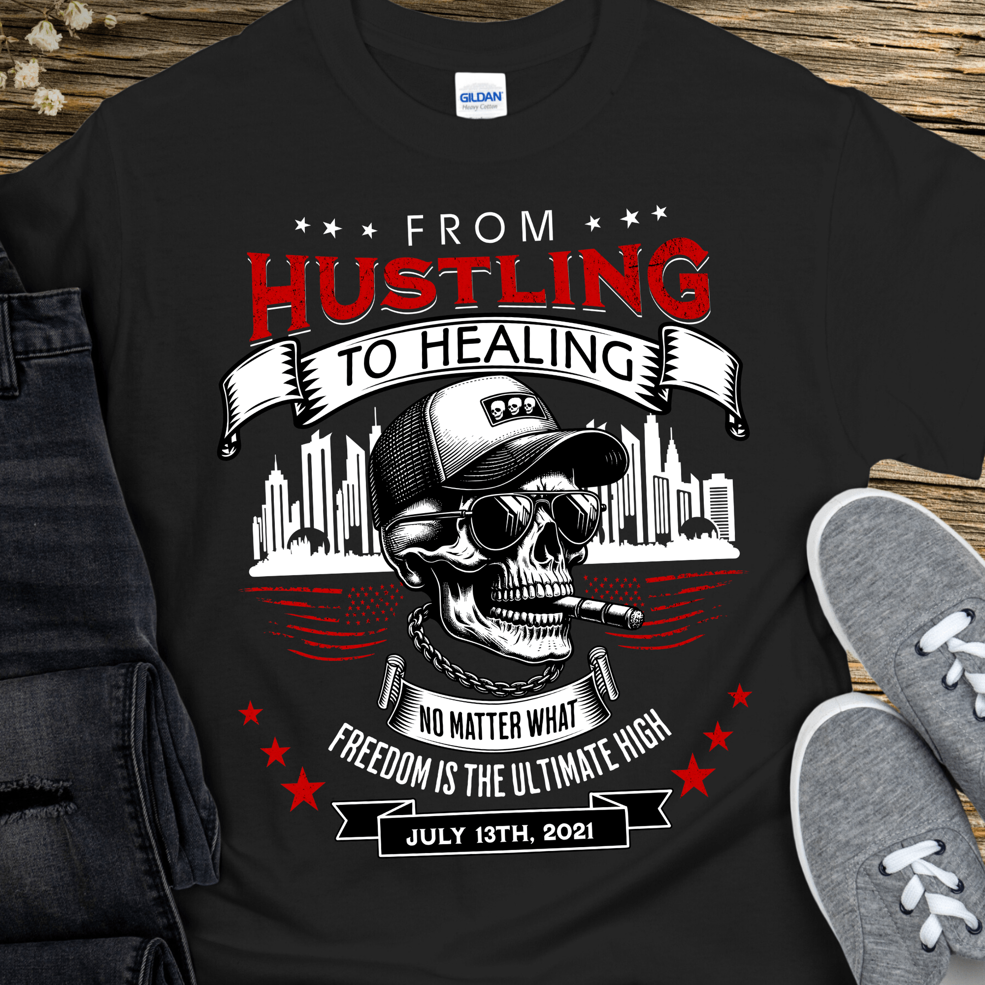 Custom Recovery T-Shirt | Inspiring Sobriety |  From Hustling To Healing Inspiring Sobriety