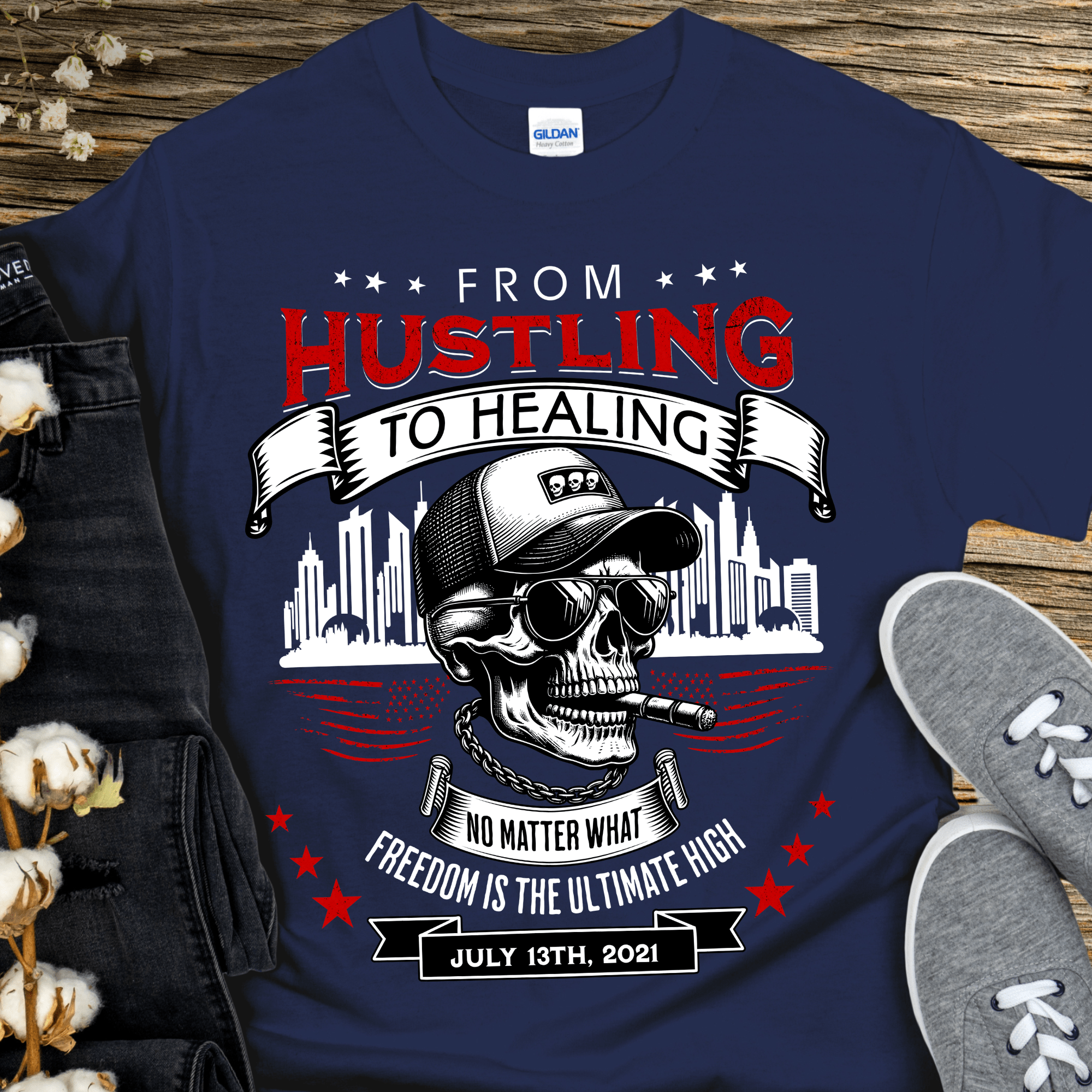 Custom Recovery T-Shirt | Inspiring Sobriety |  From Hustling To Healing Inspiring Sobriety