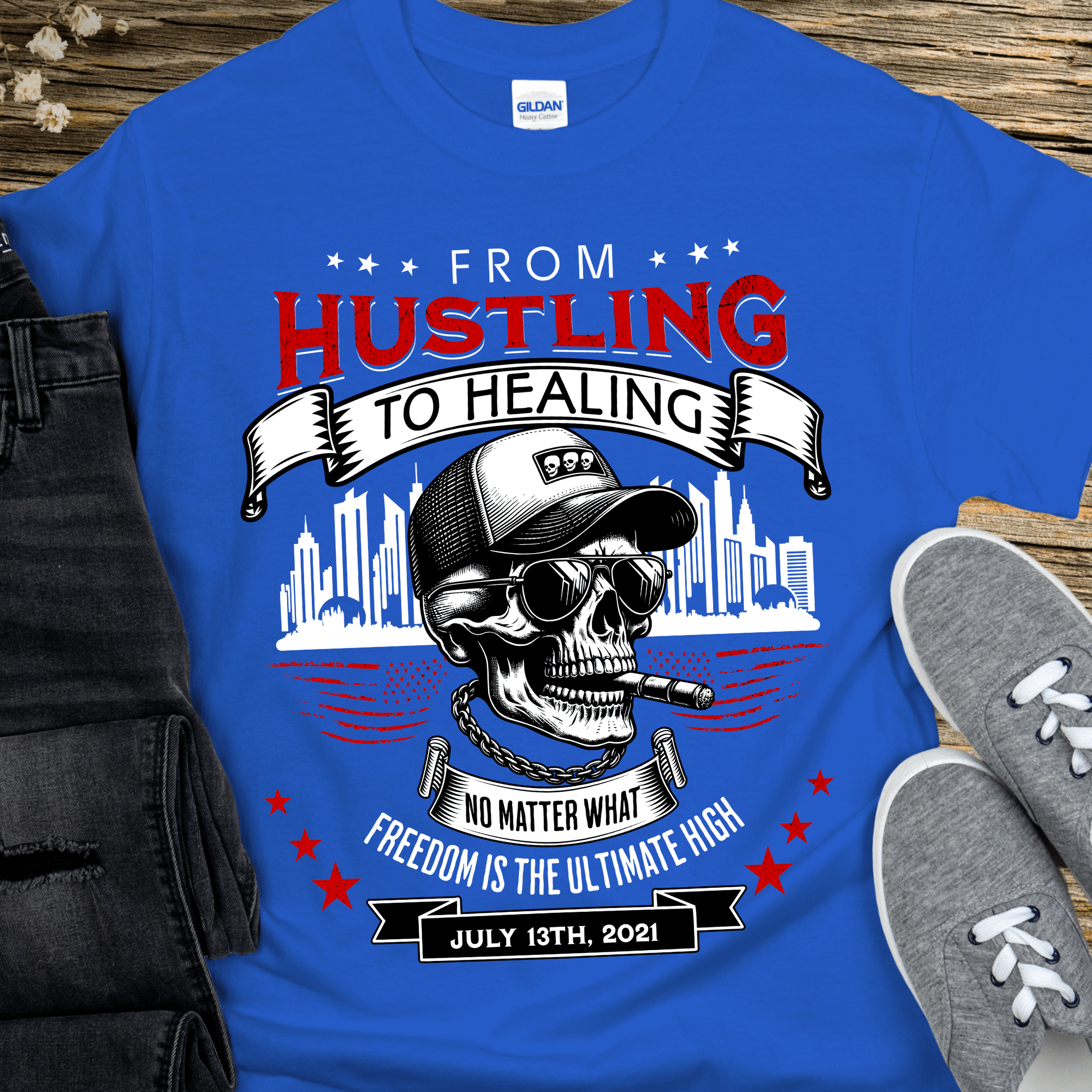 Custom Recovery T-Shirt | Inspiring Sobriety |  From Hustling To Healing Inspiring Sobriety