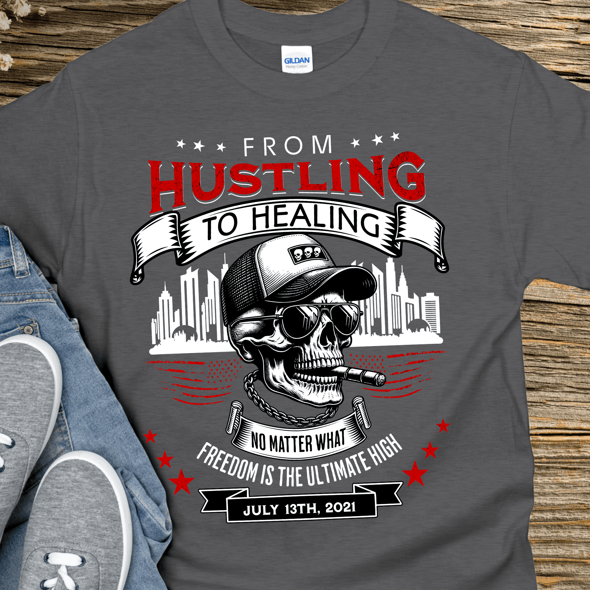 Custom Recovery T-Shirt | Inspiring Sobriety | From Hustling To Healing - Inner Stride Official