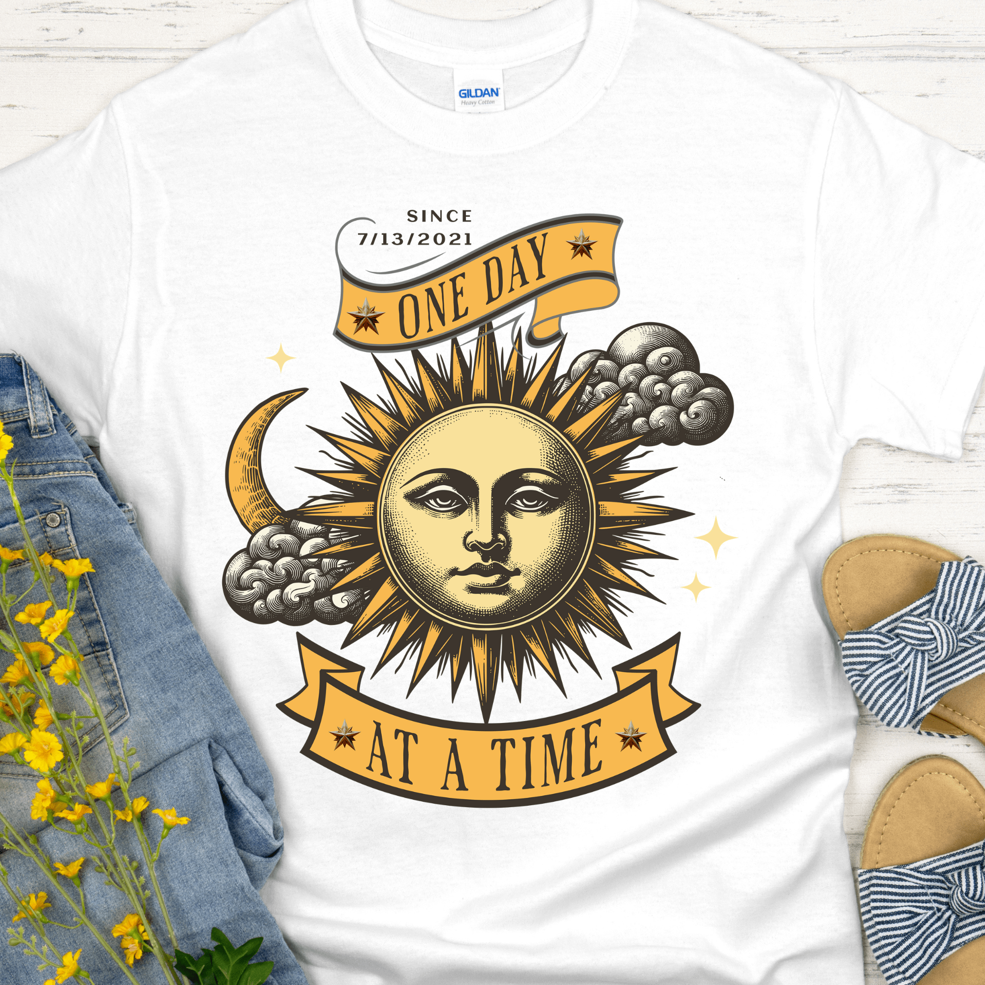 Custom Recovery T-Shirt | Inspiring Sobriety |  One Day at a Time Inspiring Sobriety