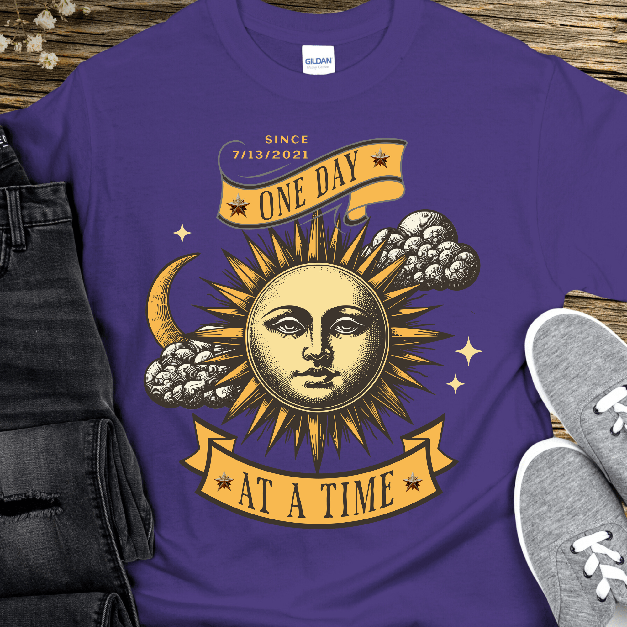 Custom Recovery T-Shirt | Inspiring Sobriety |  One Day at a Time Inspiring Sobriety
