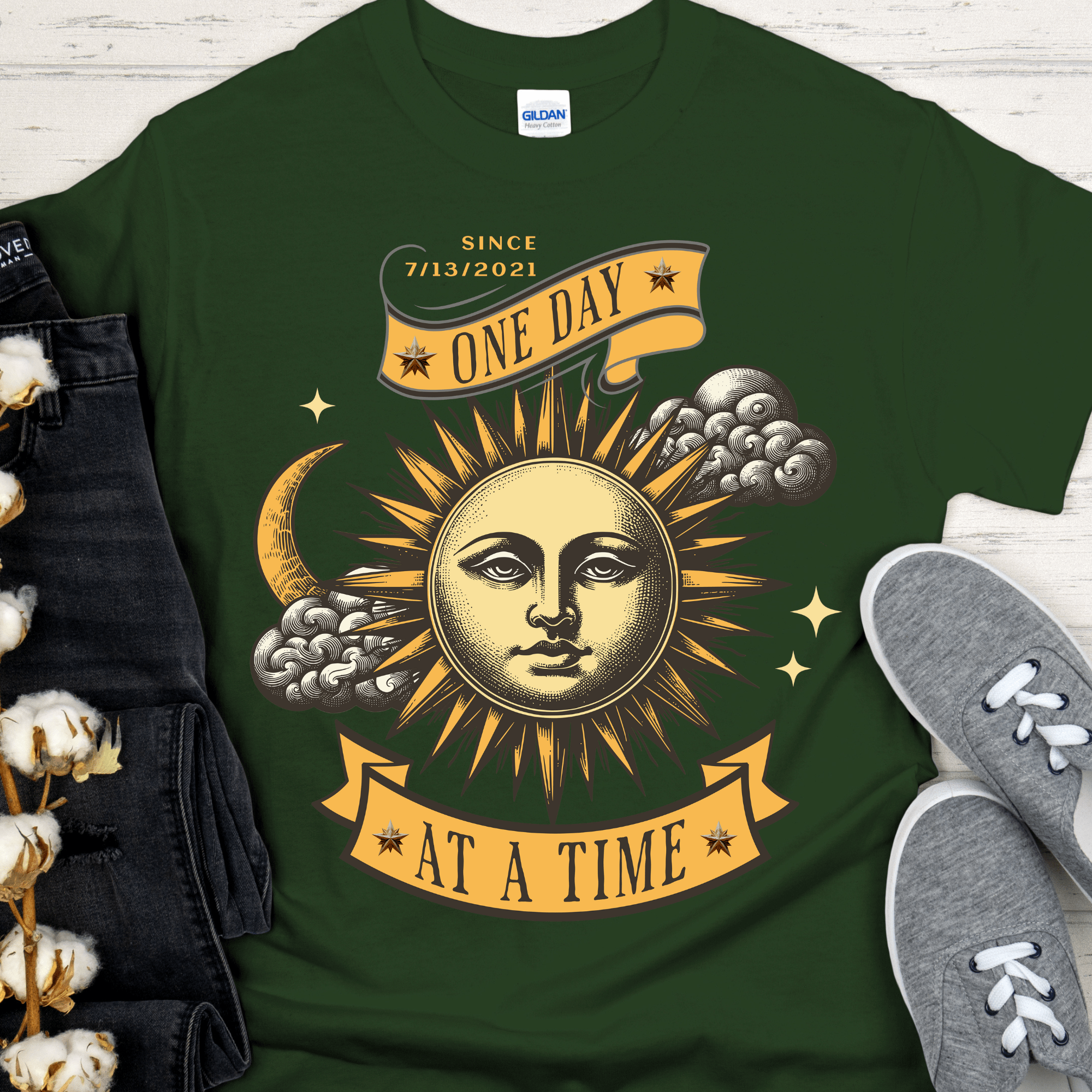 Custom Recovery T-Shirt | Inspiring Sobriety |  One Day at a Time Inspiring Sobriety