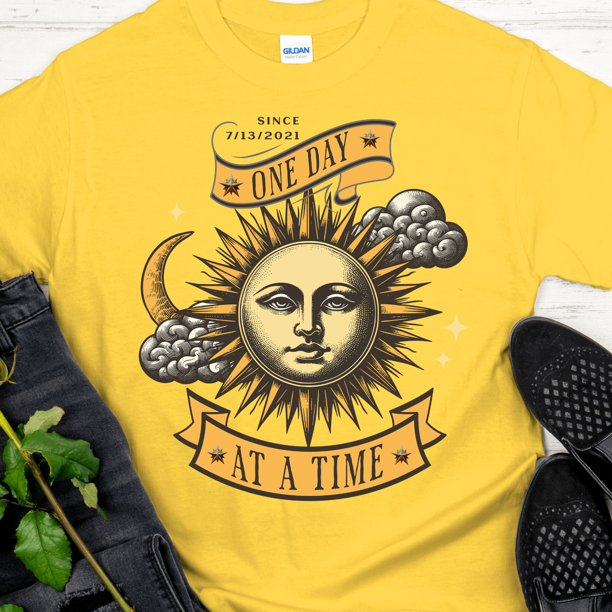 Custom Recovery T-Shirt | Inspiring Sobriety | One Day at a Time - Inner Stride Official