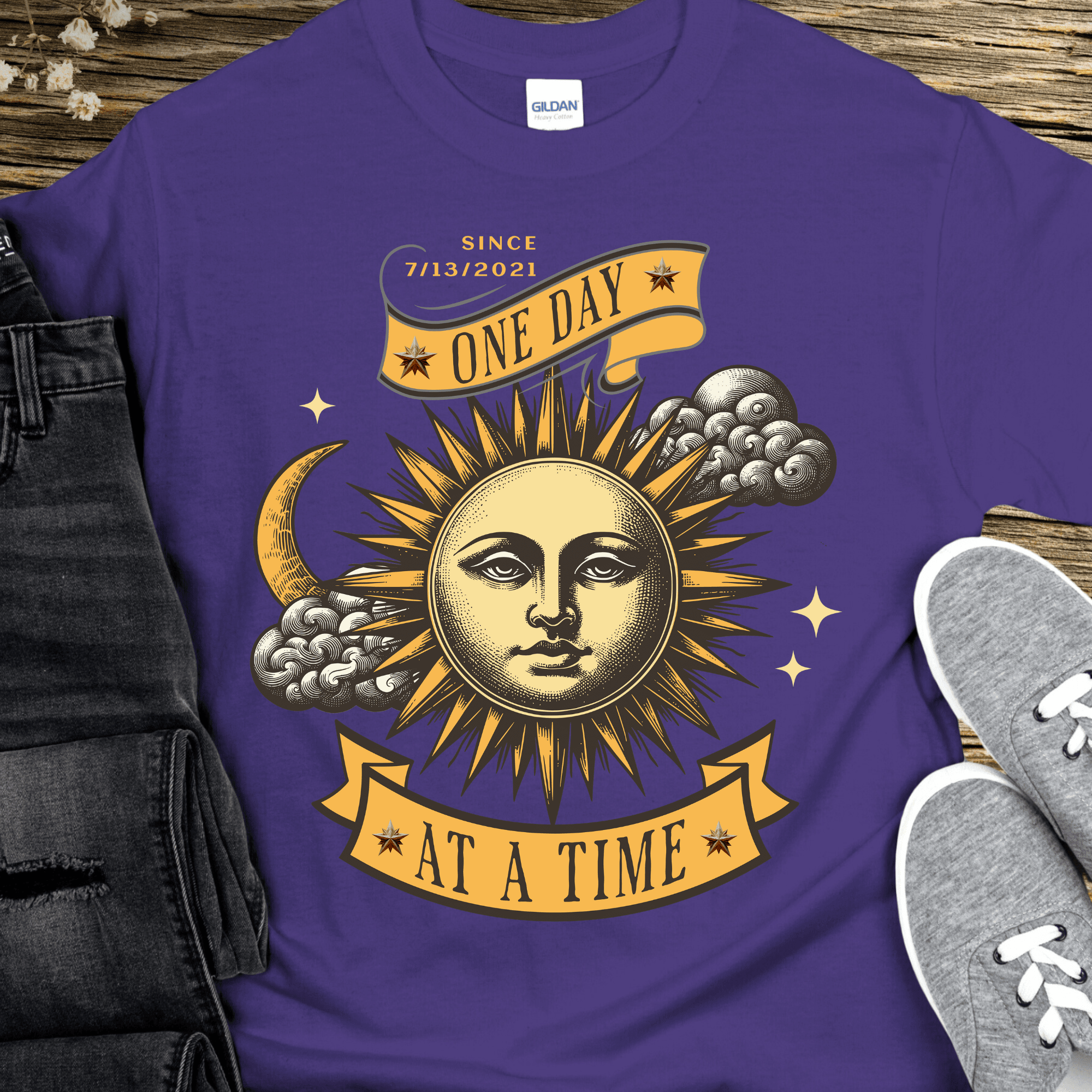 Custom Recovery T-Shirt | Inspiring Sobriety | One Day at a Time - Inner Stride Official
