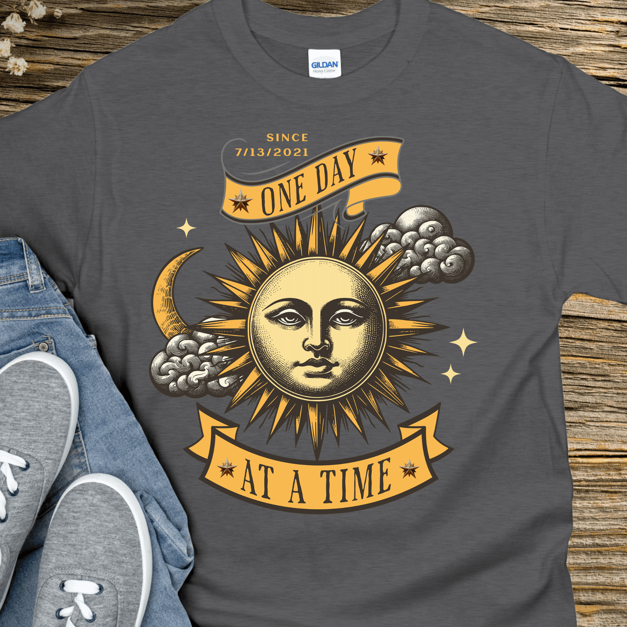 Custom Recovery T-Shirt | Inspiring Sobriety | One Day at a Time - Inner Stride Official