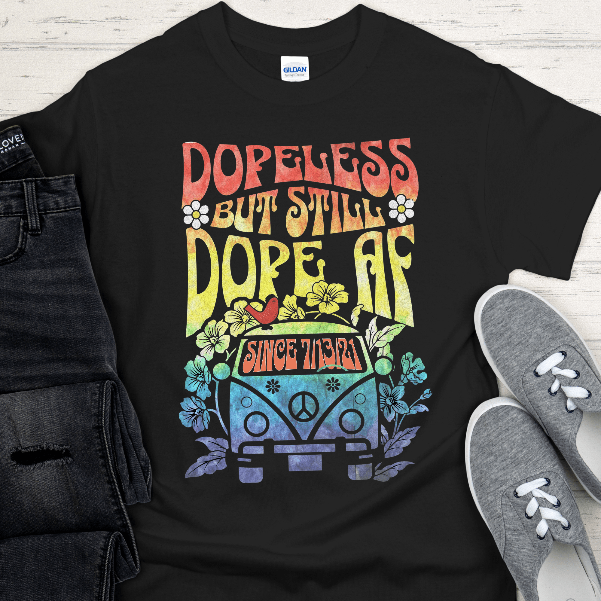 Custom Recovery T-Shirt | Inspiring Sobriety | Retro Dopeless But Still Dope AF - Inner Stride Official
