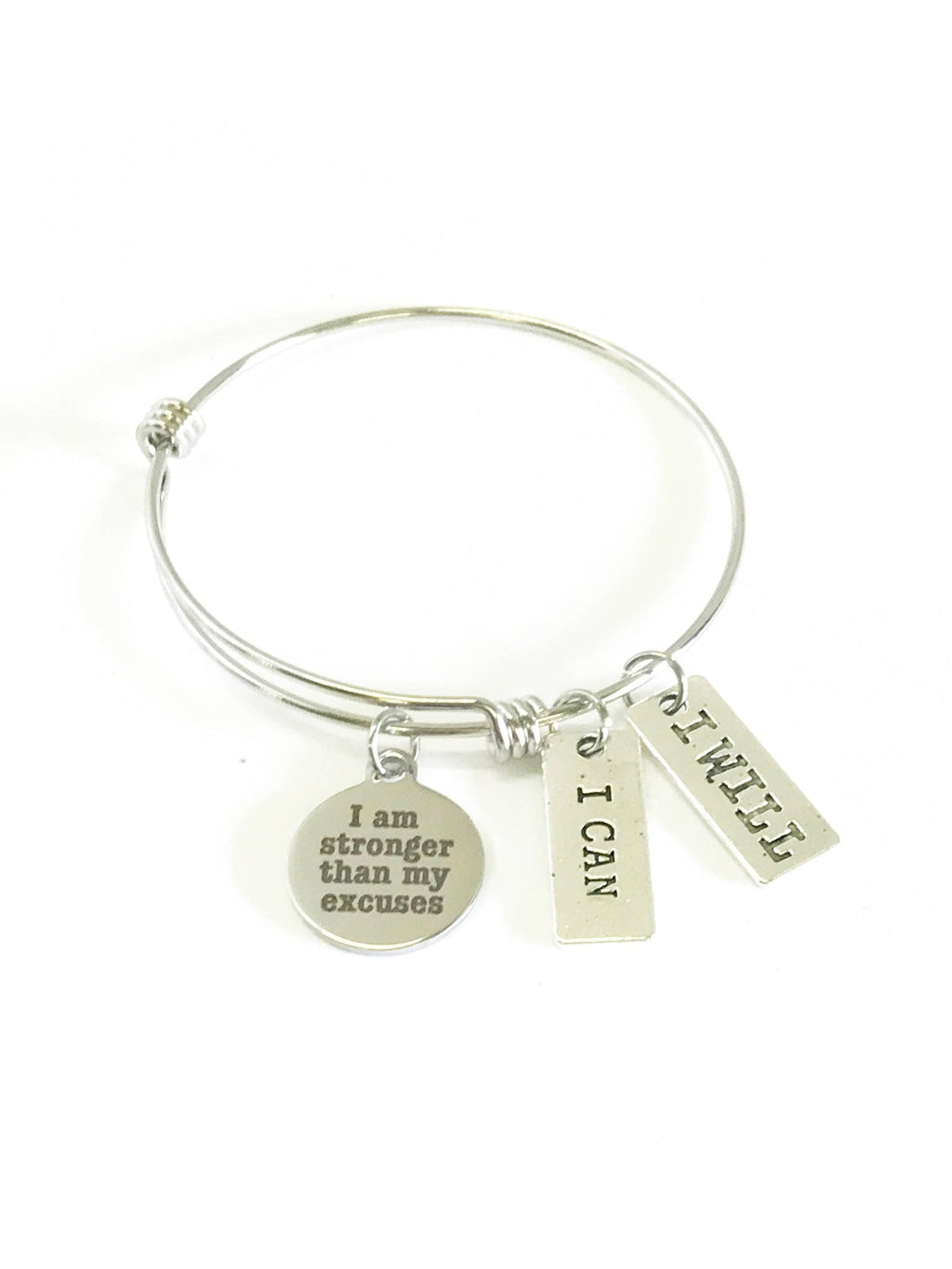 I Am Stronger Than My Excuses Expanding Bangle Bracelet, I Can, I Will, Motivational Exercise Jewelry, Inspirational Jewelry, Gift for Her - Inner Stride Official