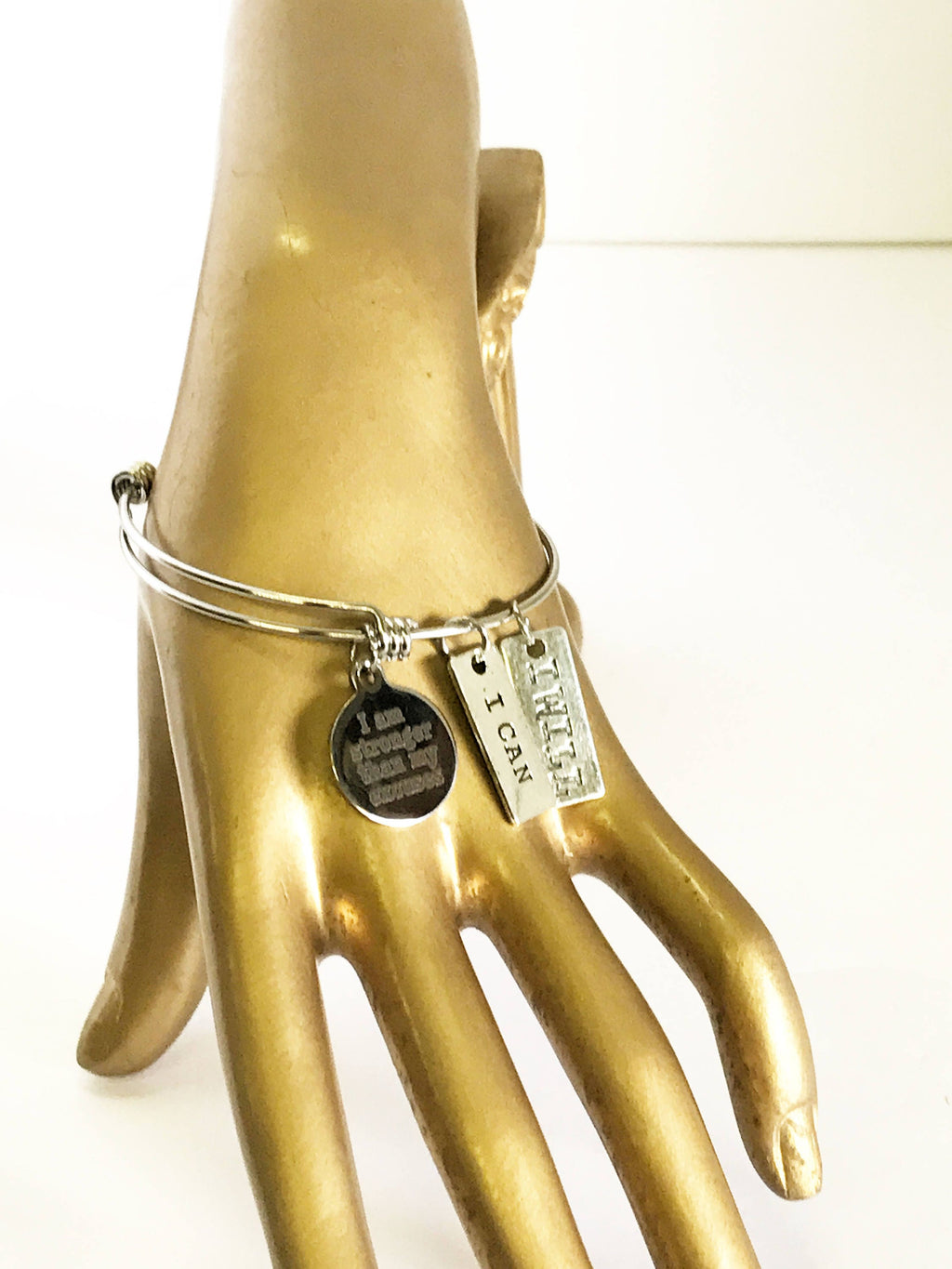 I Am Stronger Than My Excuses Expanding Bangle Bracelet, I Can, I Will, Motivational Exercise Jewelry, Inspirational Jewelry, Gift for Her JKCE Designs