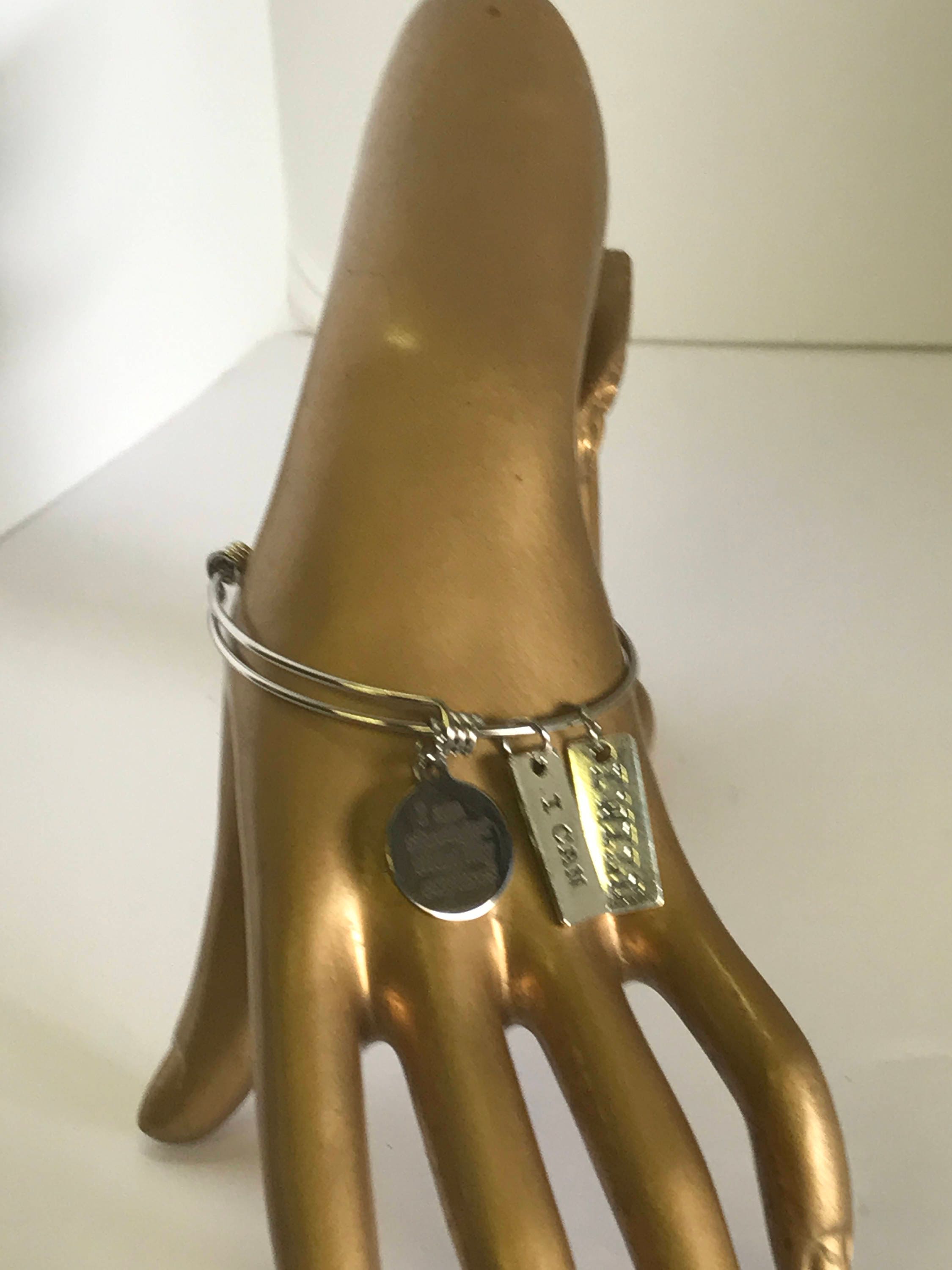 I Am Stronger Than My Excuses Expanding Bangle Bracelet, I Can, I Will, Motivational Exercise Jewelry, Inspirational Jewelry, Gift for Her JKCE Designs