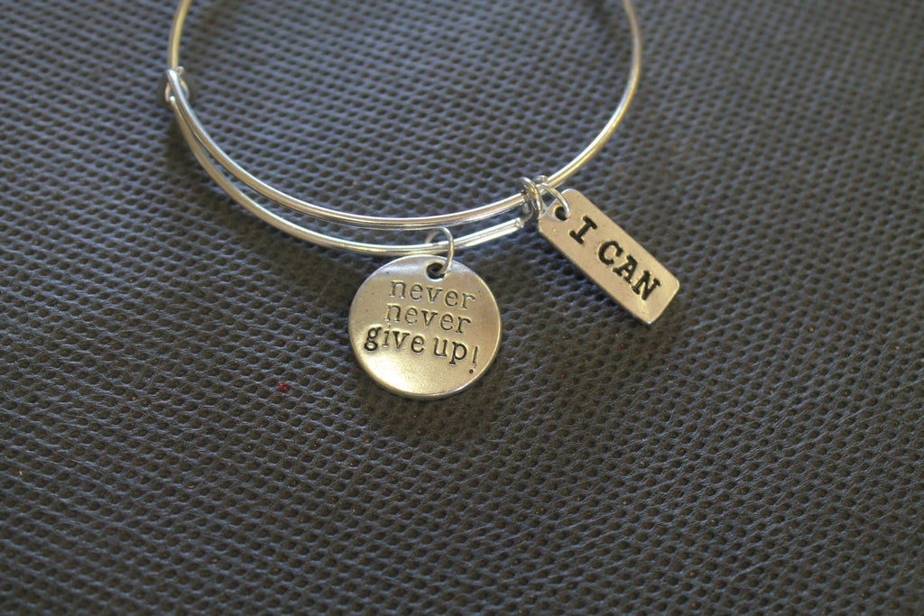 Inspirational Expandable Bangle Charm Bracelet; Never Give Up; Believe You Can; Believe in Yourself; Motivational Bracelet - Inner Stride Official