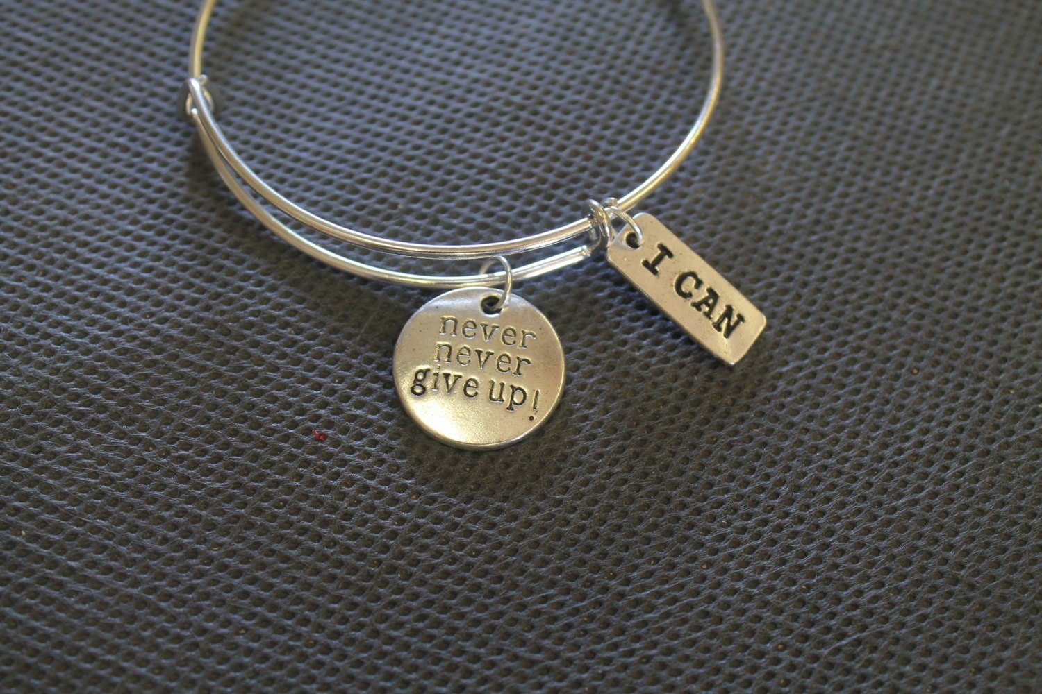 Inspirational Expandable Bangle Charm Bracelet; Never Give Up; Believe You Can; Believe in Yourself; Motivational Bracelet - Inner Stride Official