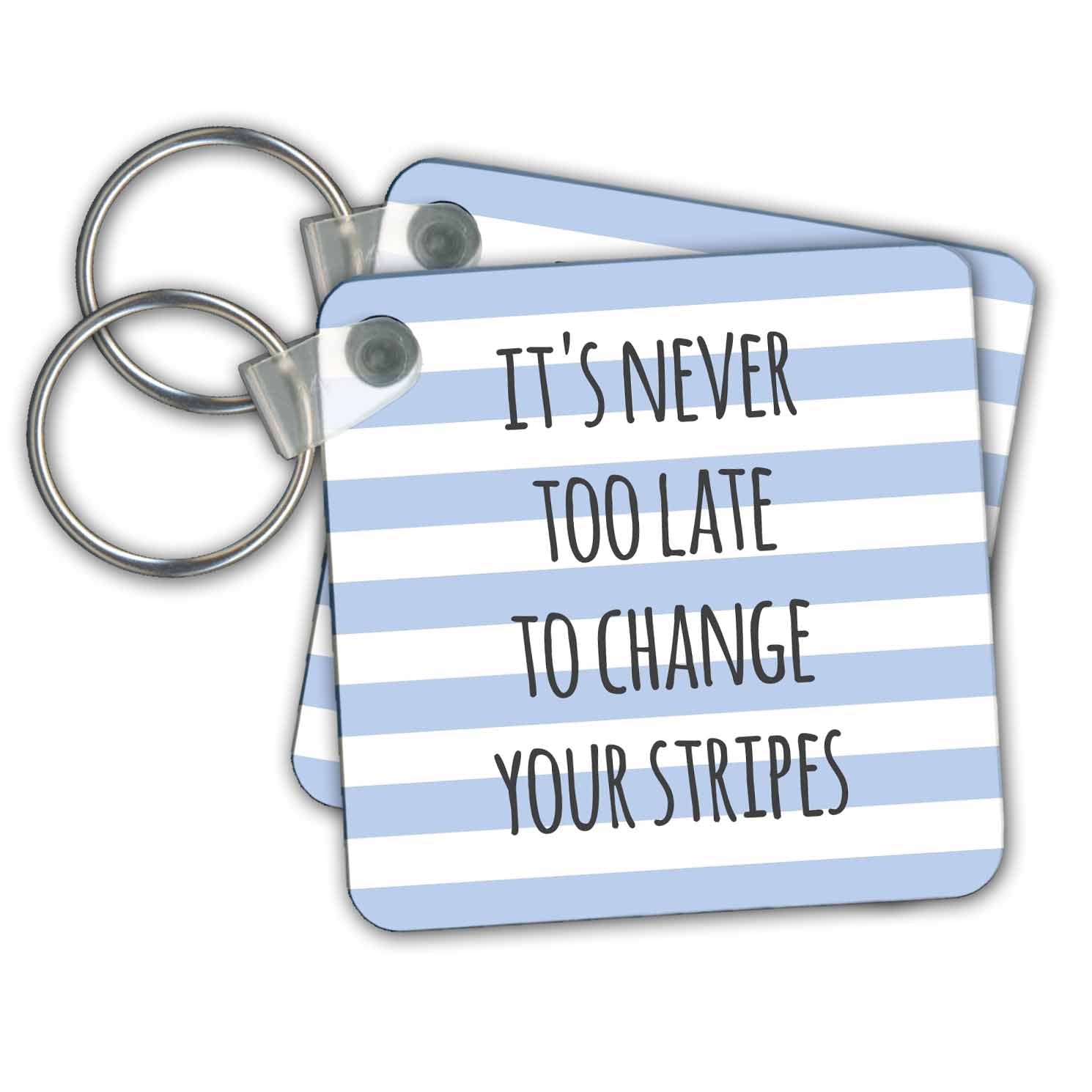 Key Chains Its never too late to change your stripes - fun inspiring words - motivational text motivation blue (kc-151365-1) - Inner Stride Apparel