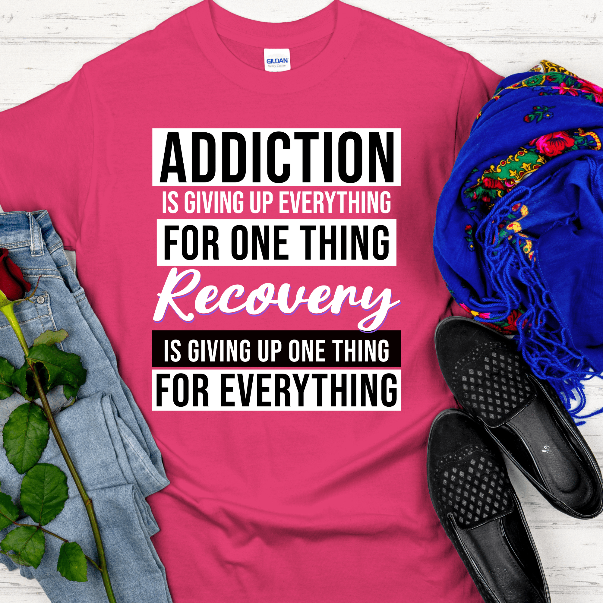 Recovery T-Shirt | Inspiring Sobriety |  Addiction VS Recovery Inspiring Sobriety