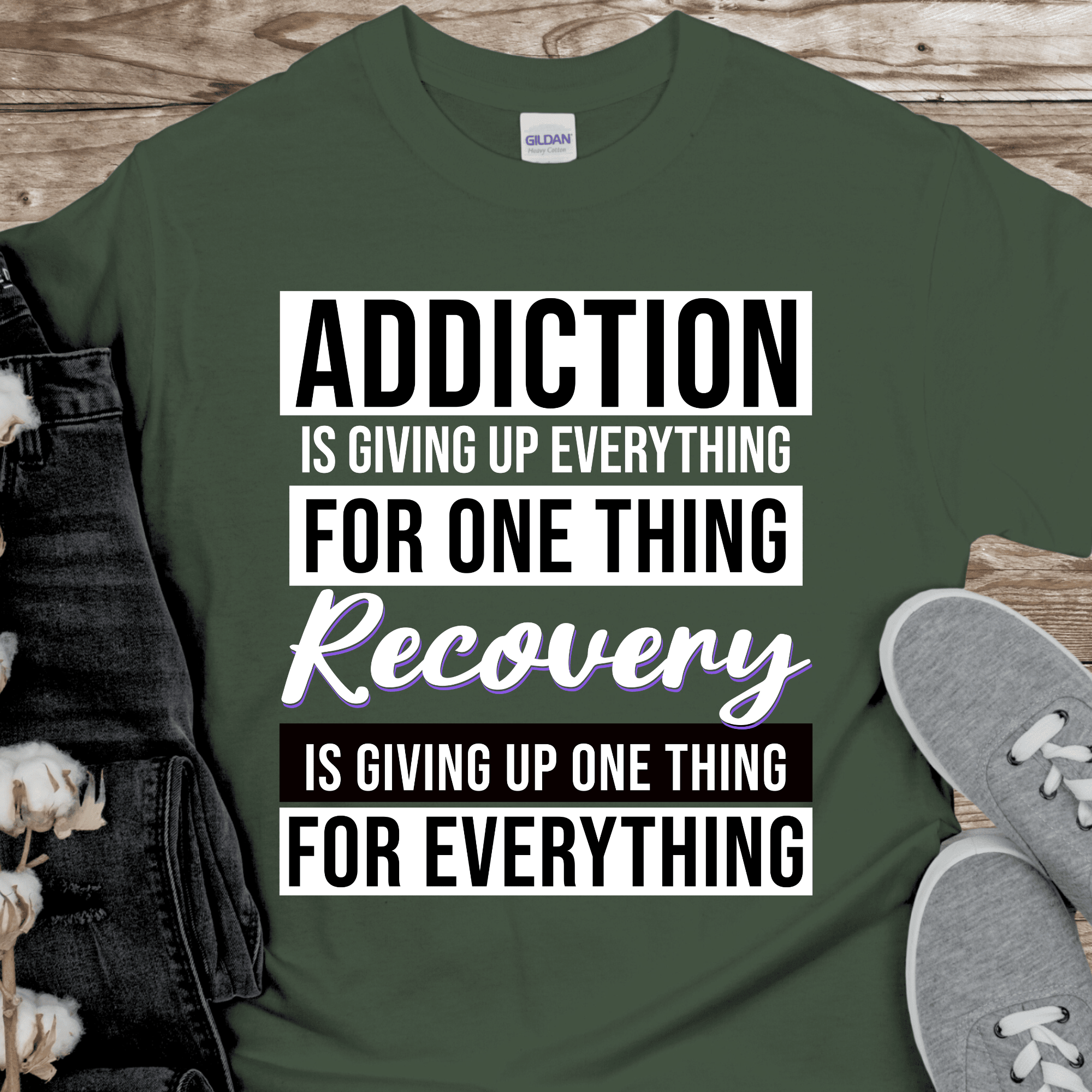 Recovery T-Shirt | Inspiring Sobriety | Addiction VS Recovery - Inner Stride Official