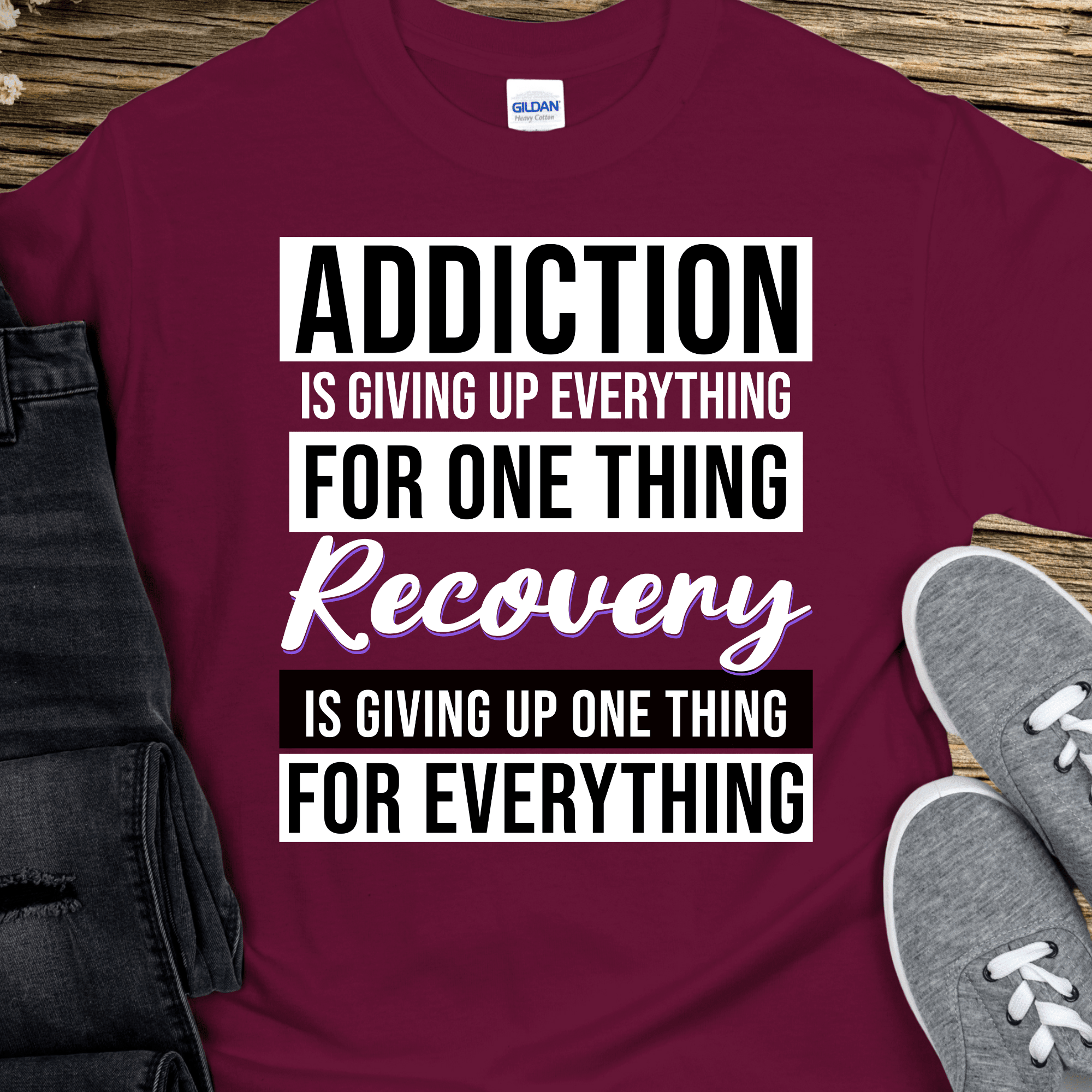 Recovery T-Shirt | Inspiring Sobriety | Addiction VS Recovery - Inner Stride Official