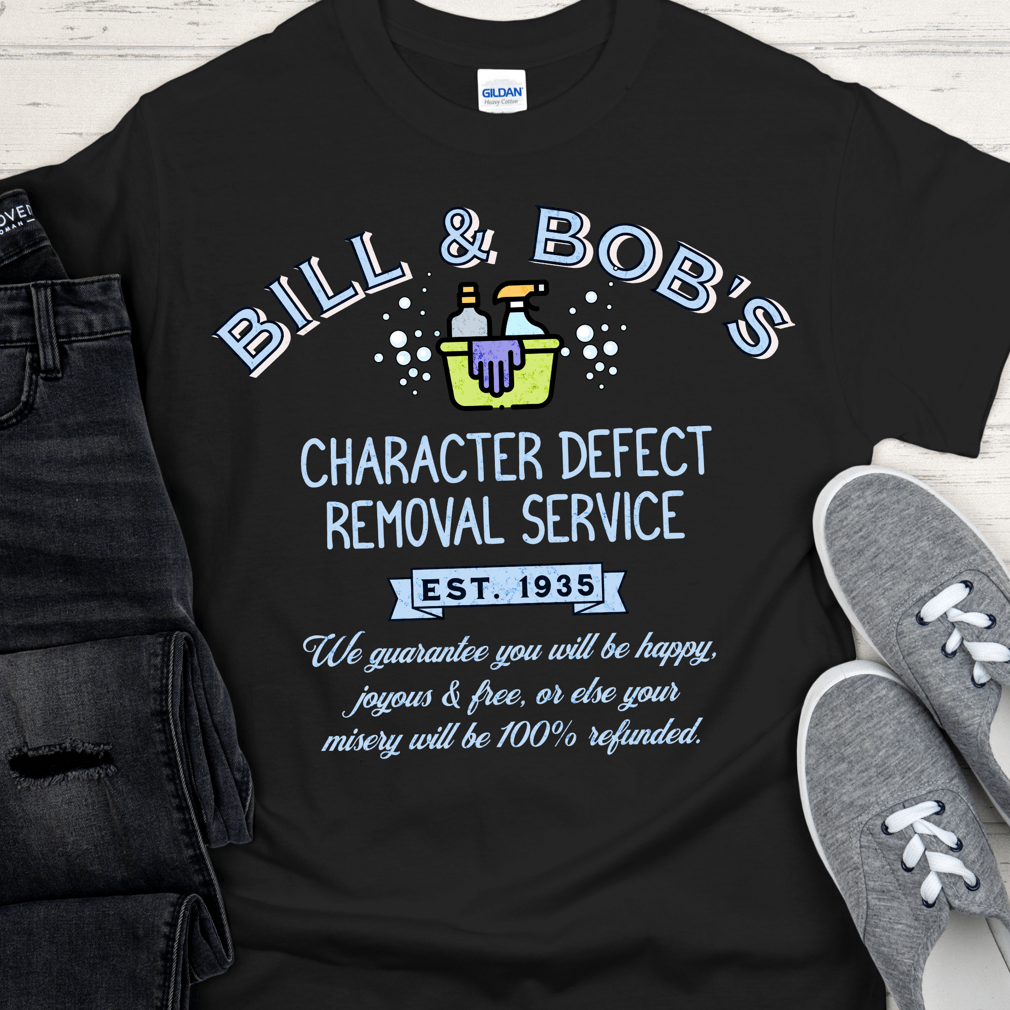 Recovery T-Shirt | Inspiring Sobriety |  Bill & Bob's Character Defect Removal Service Inspiring Sobriety