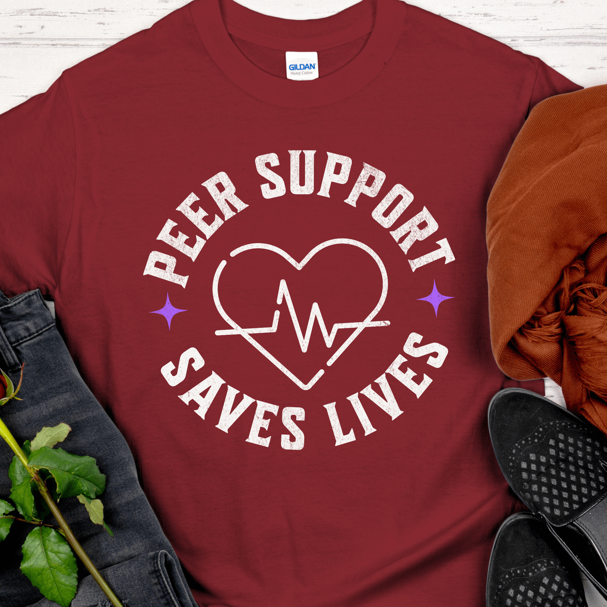 Recovery T-Shirt | Inspiring Sobriety |  Peer Support Saves Lives Inspiring Sobriety
