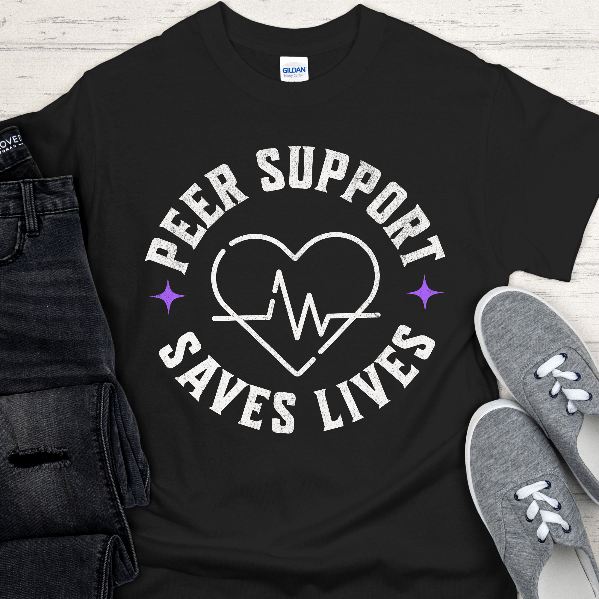 Recovery T-Shirt | Inspiring Sobriety |  Peer Support Saves Lives Inspiring Sobriety