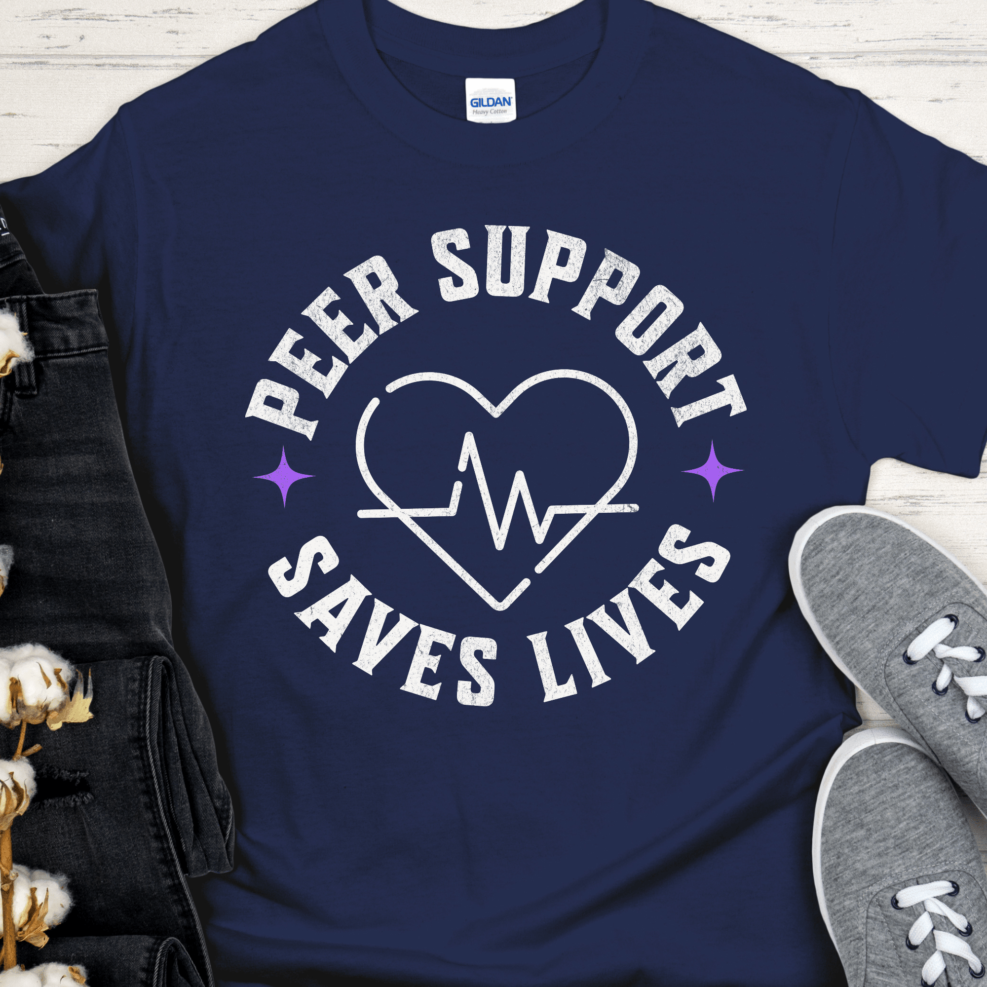 Recovery T-Shirt | Inspiring Sobriety | Peer Support Saves Lives - Inner Stride Official