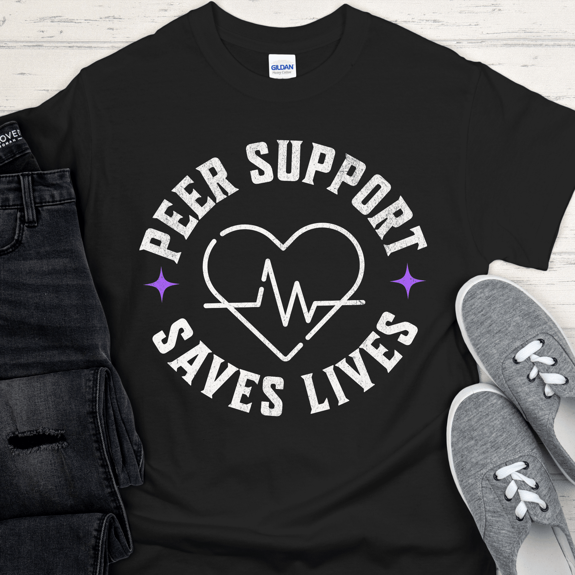 Recovery T-Shirt | Inspiring Sobriety | Peer Support Saves Lives - Inner Stride Official