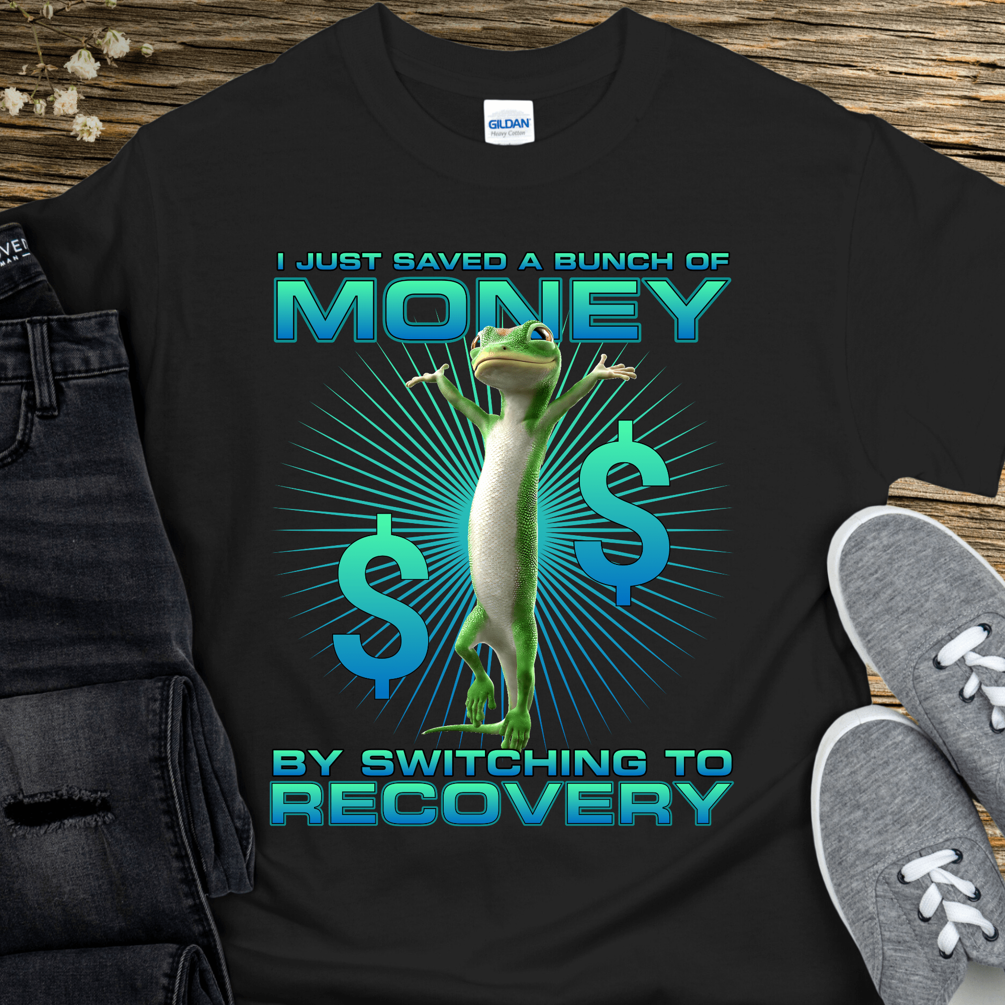 Recovery T-Shirt | Inspiring Sobriety |  Recovery Gecko Inspiring Sobriety