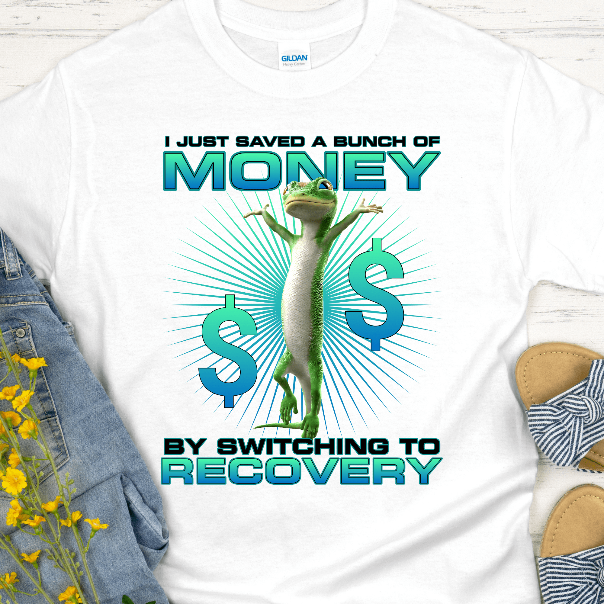Recovery T-Shirt | Inspiring Sobriety |  Recovery Gecko Inspiring Sobriety