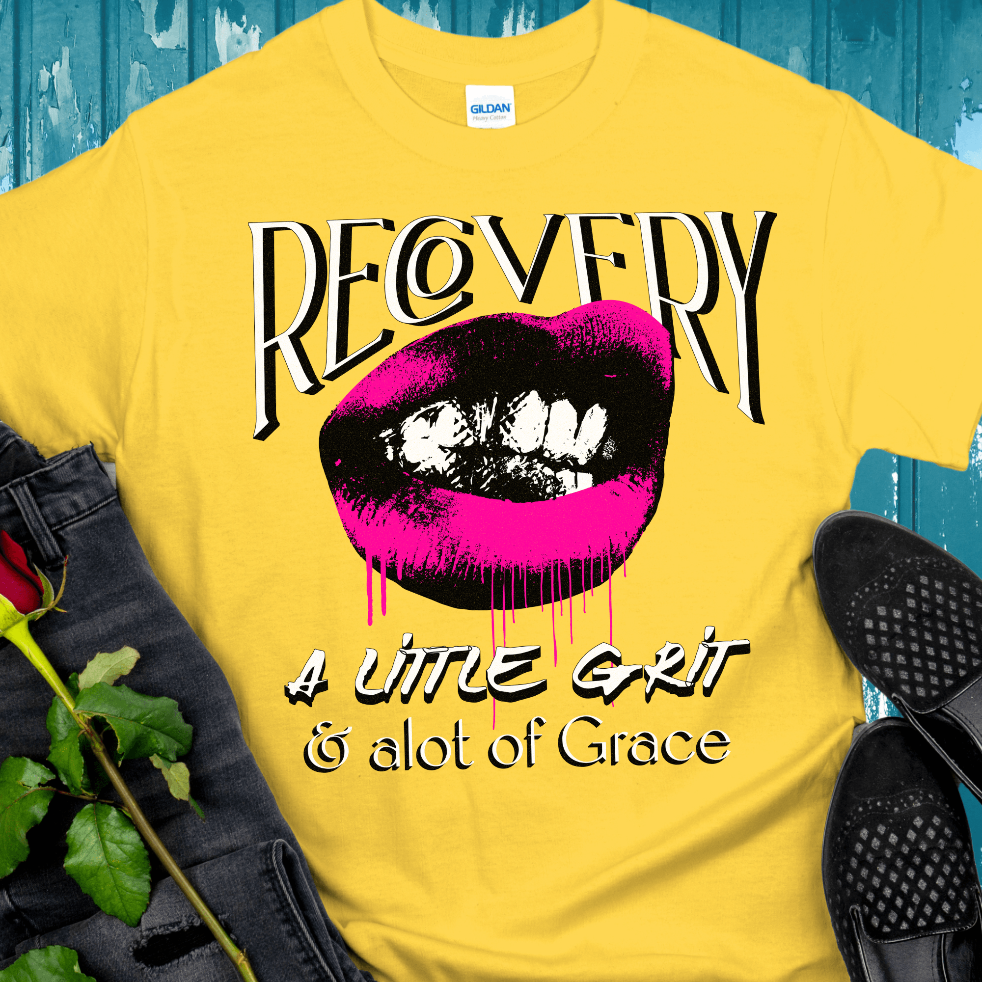 Recovery T-Shirt | Inspiring Sobriety |   Recovery - Grit and Grace Inspiring Sobriety