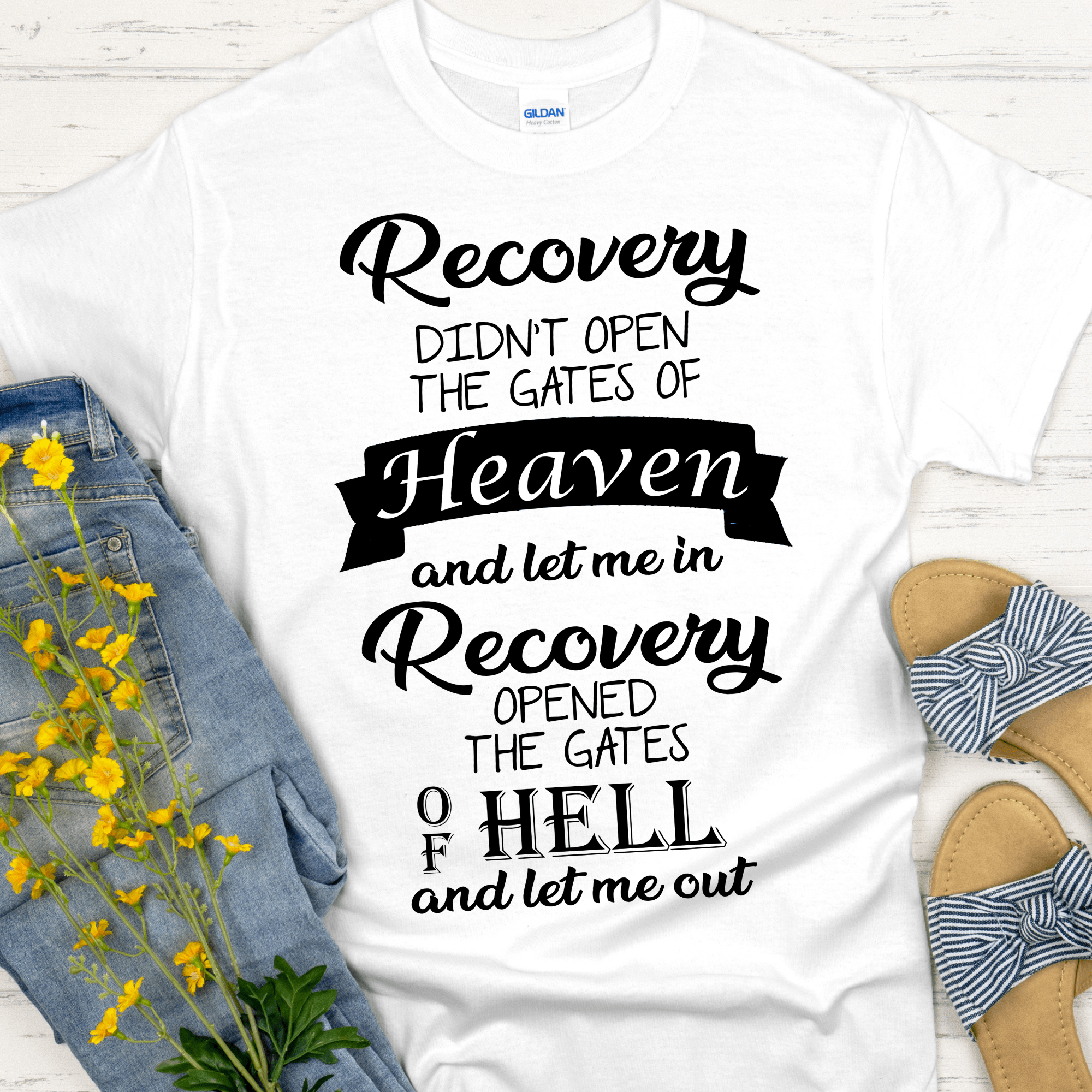 Recovery T-Shirt | Inspiring Sobriety | Recovery Opened The Gates Inspiring Sobriety