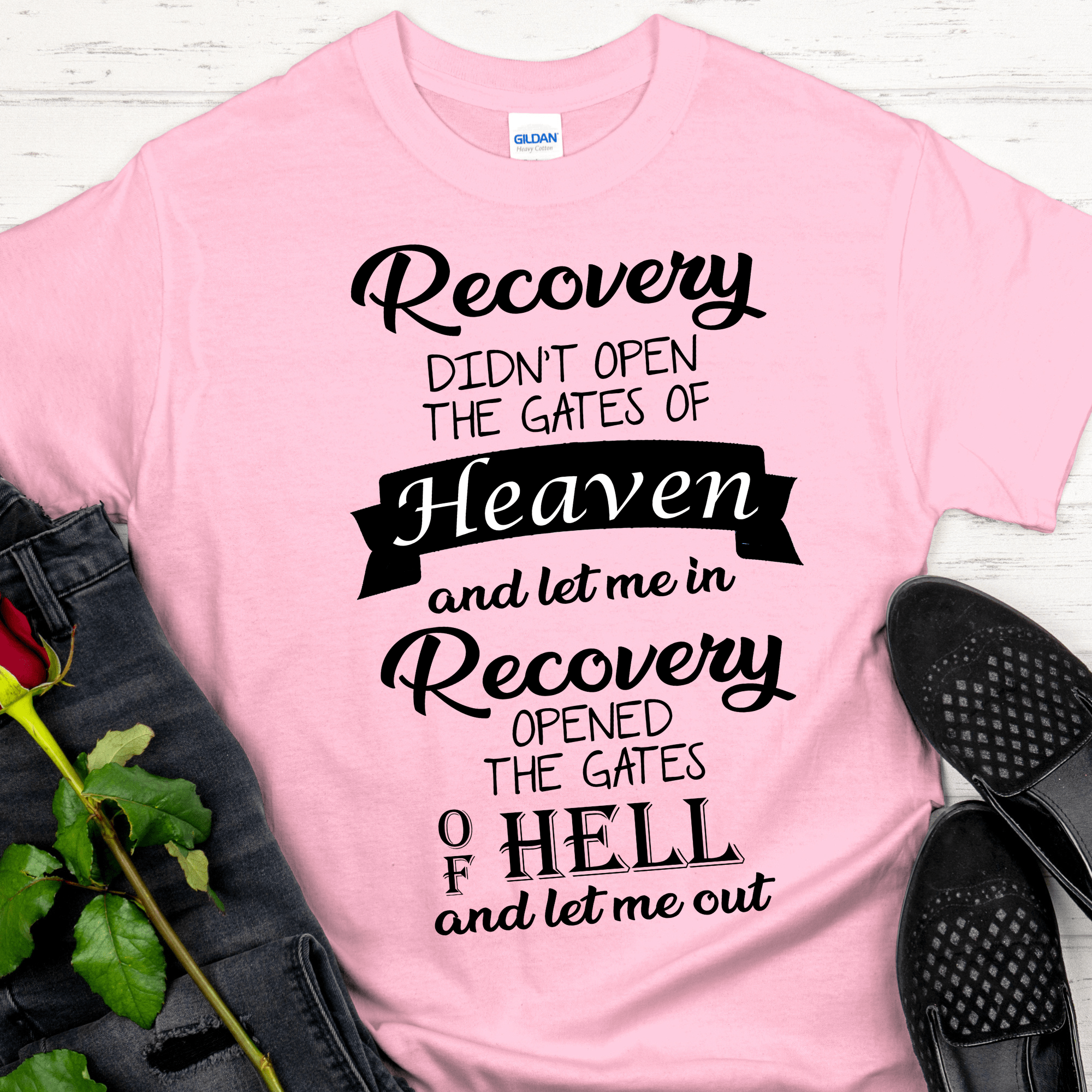 Recovery T-Shirt | Inspiring Sobriety | Recovery Opened The Gates Inspiring Sobriety