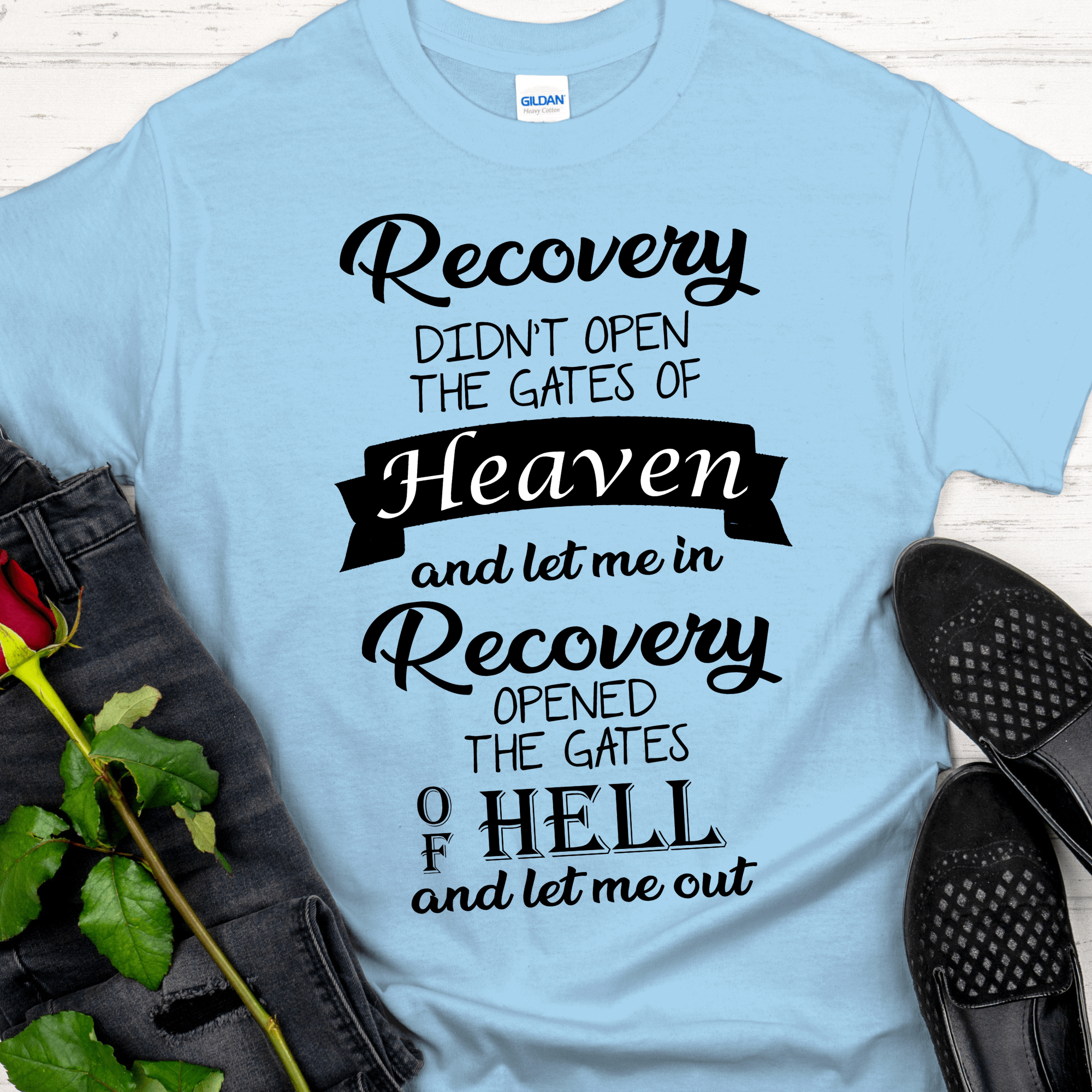 Recovery T-Shirt | Inspiring Sobriety | Recovery Opened The Gates Inspiring Sobriety