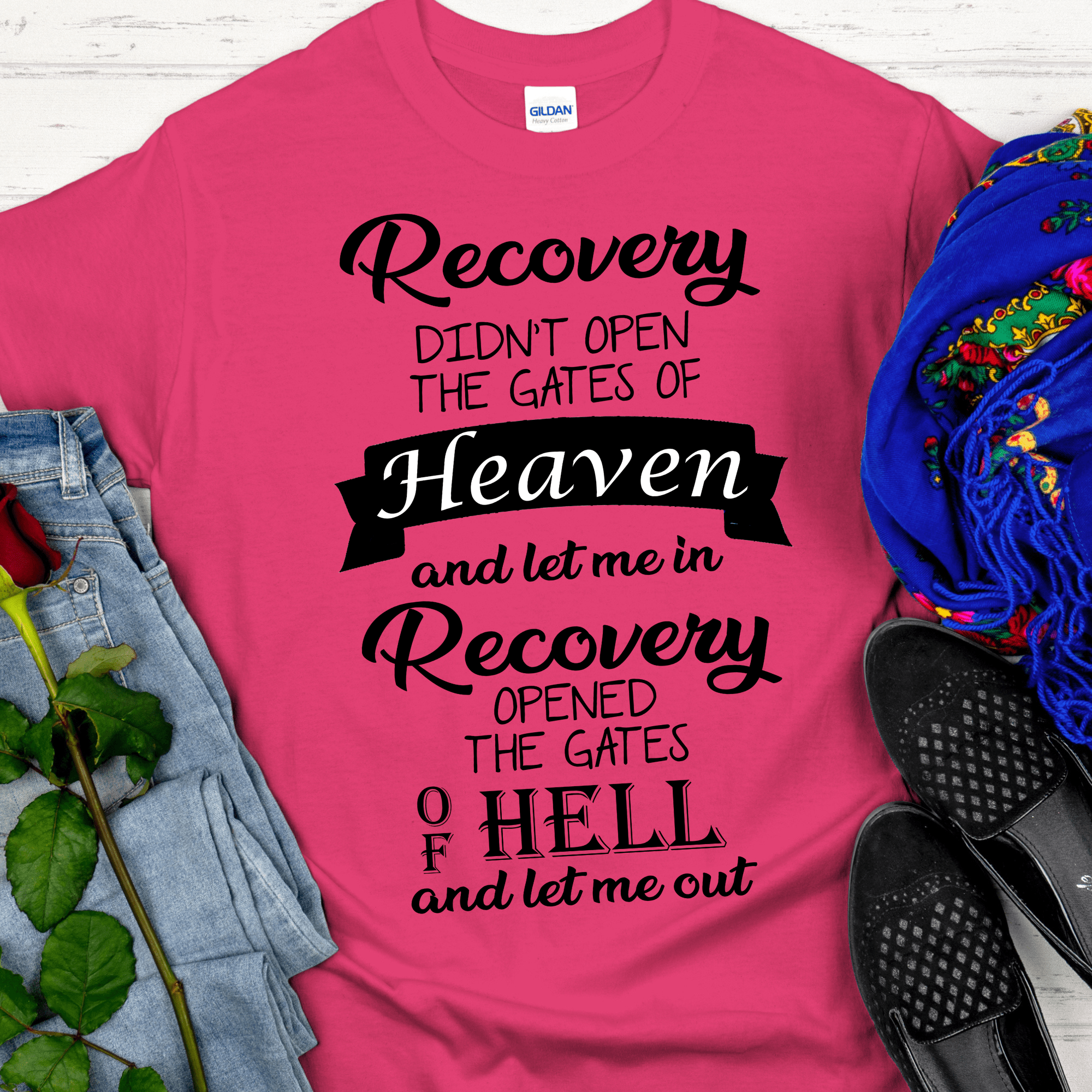 Recovery T-Shirt | Inspiring Sobriety | Recovery Opened The Gates Inspiring Sobriety