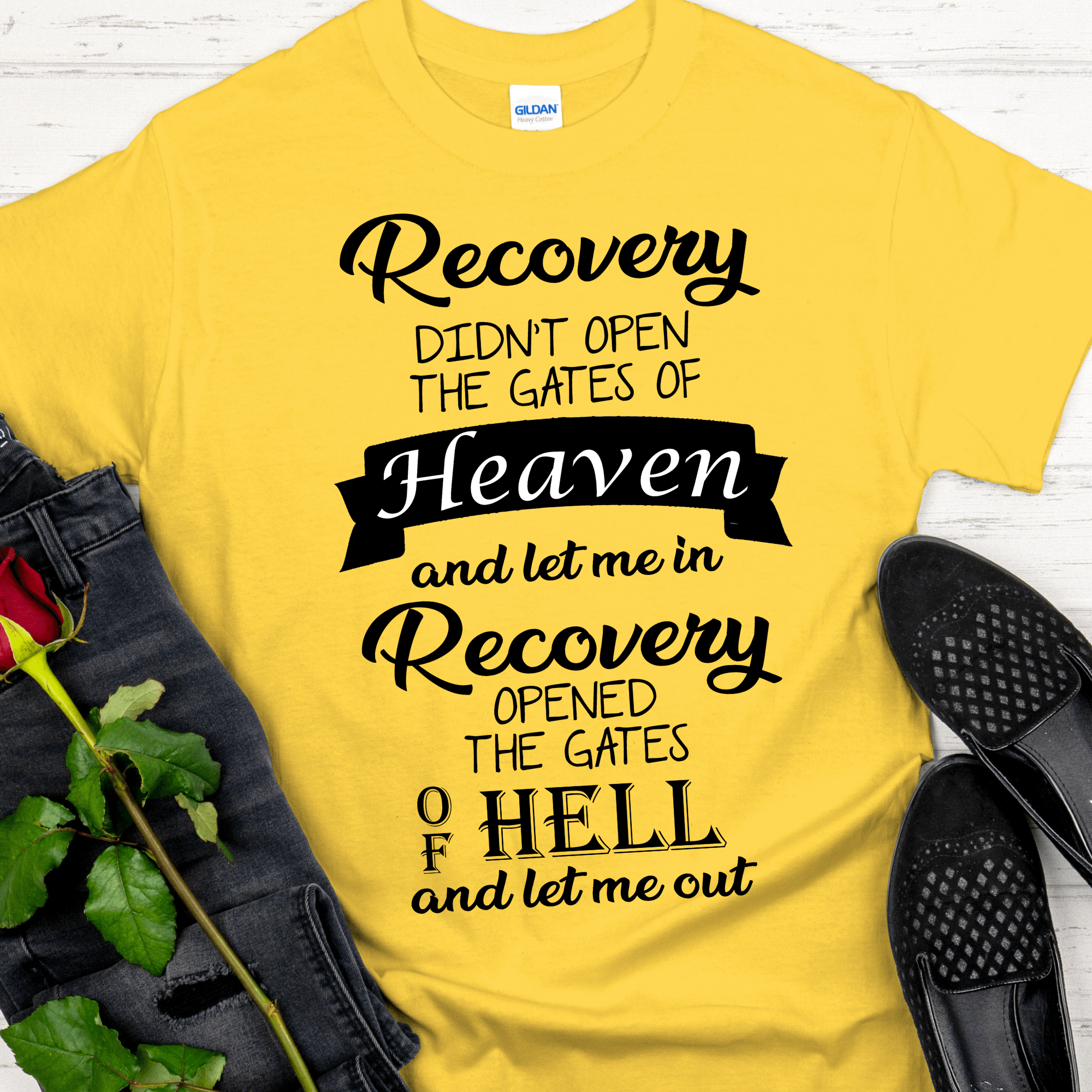 Recovery T-Shirt | Inspiring Sobriety | Recovery Opened The Gates Inspiring Sobriety