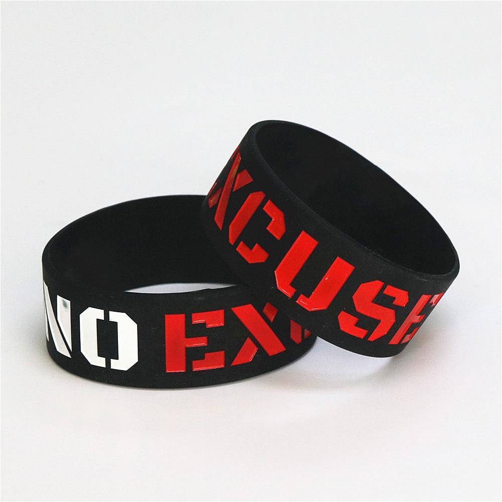Silicone Wristband Black Motivation No Excuses Modern Wide Sports Activities Rubber Bracelets & Bangles For Man and Women - Inner Stride Official