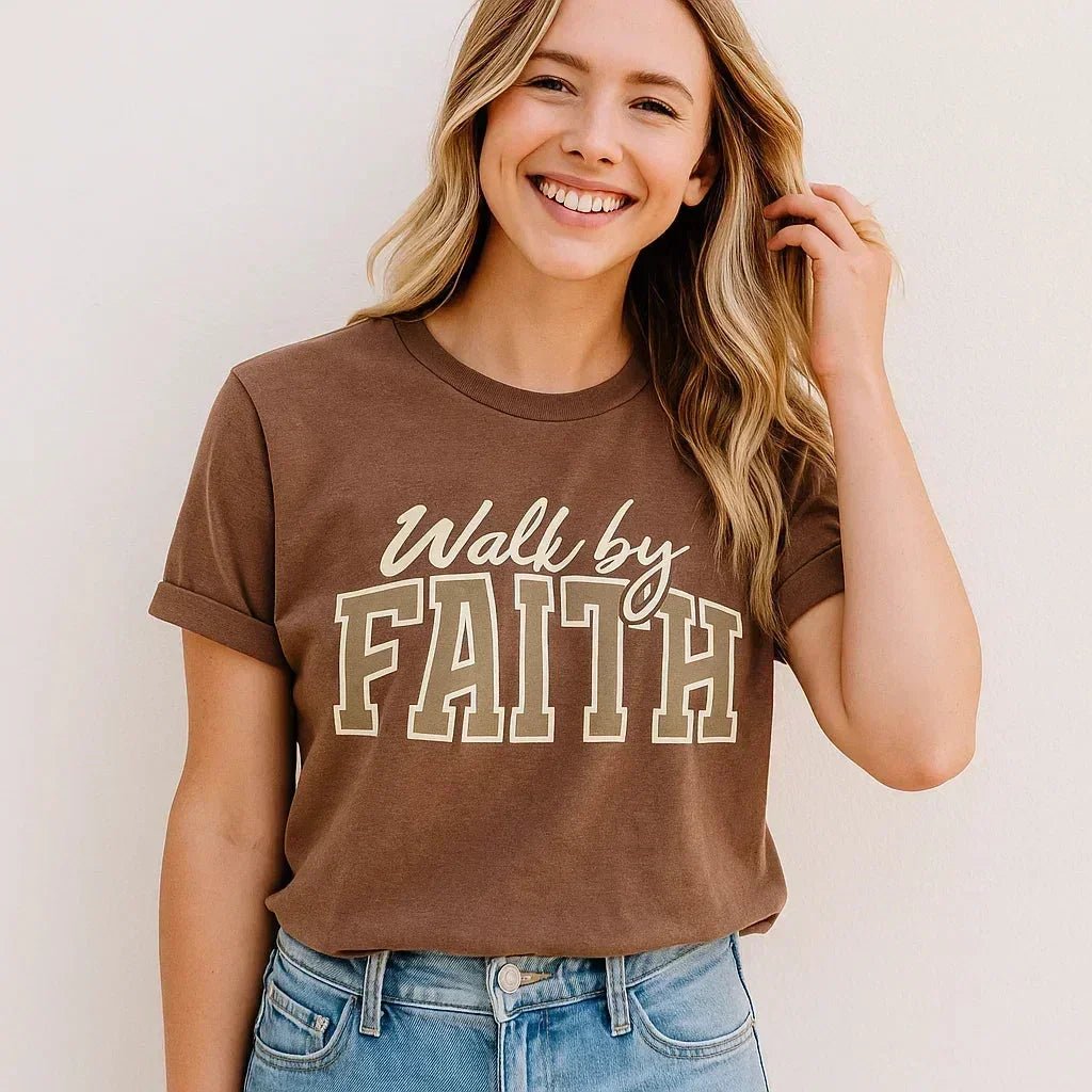 Walk by Faith T-Shirt, Inspirational Tee, Motivational - Inner Stride Official